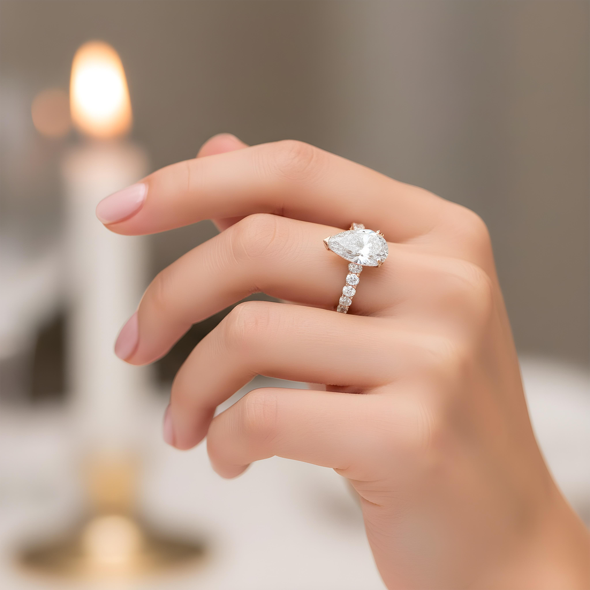 18K White Gold 6.05ct Pear Diamond Engagement Ring 8.05ctw