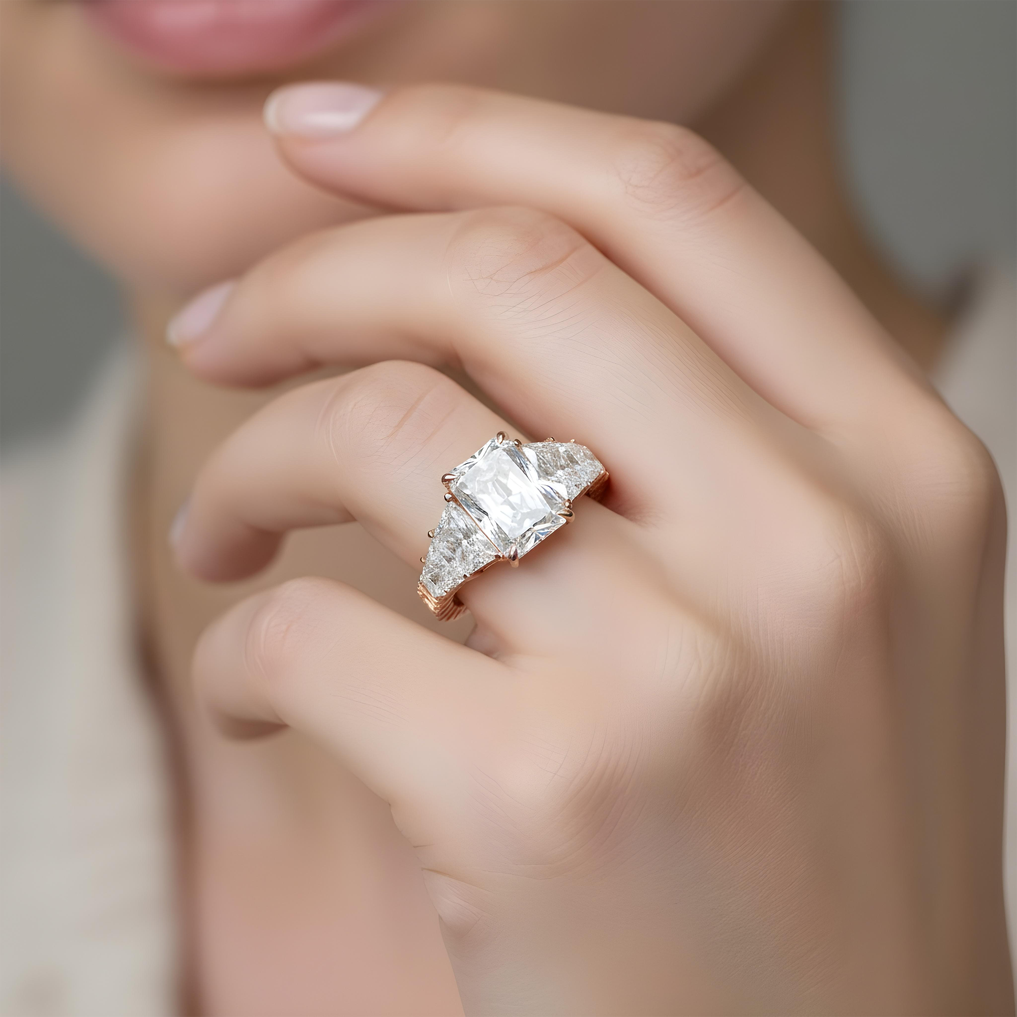 14K White Gold 5.01ct Radiant Cut Diamond Engagement Ring 9.96ctw