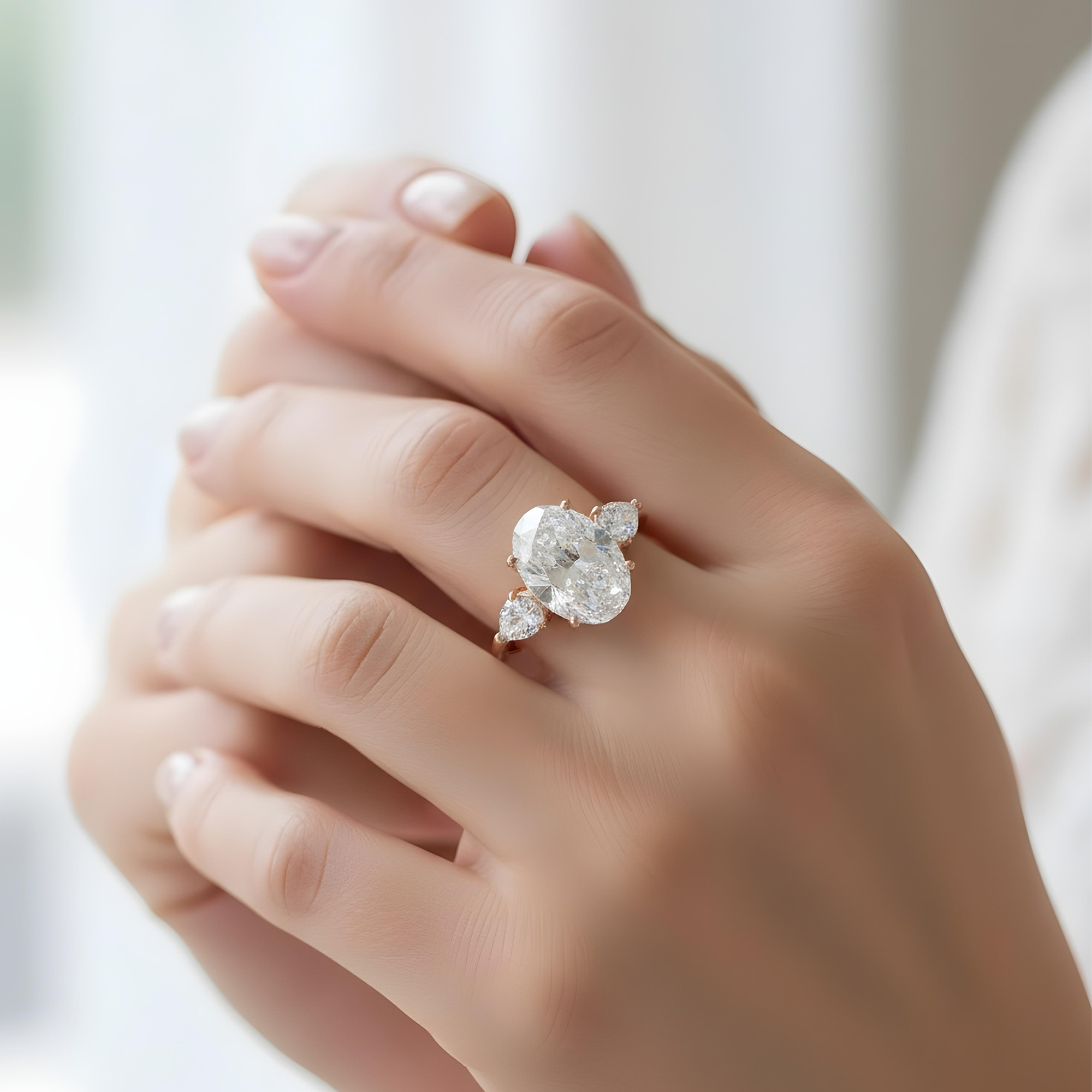 Platinum 10.02ct Oval Cut Triple Diamond Engagement Ring 12.07ctw