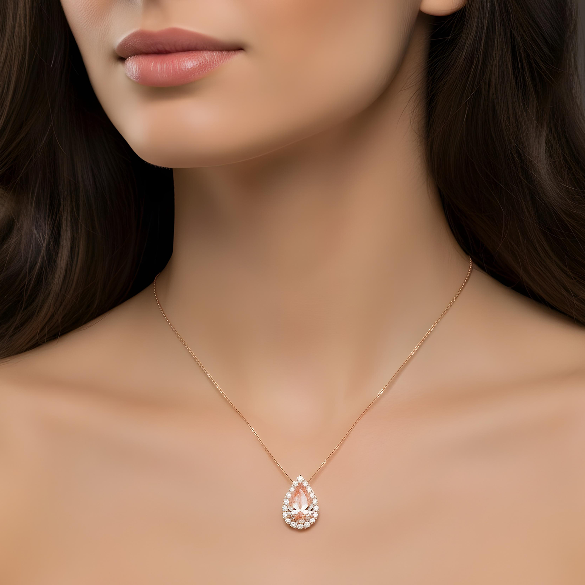 IGI 18K White Gold Pear Cut Fancy Vivid Pink Diamond Pendant & Chain Necklace 6.13ct