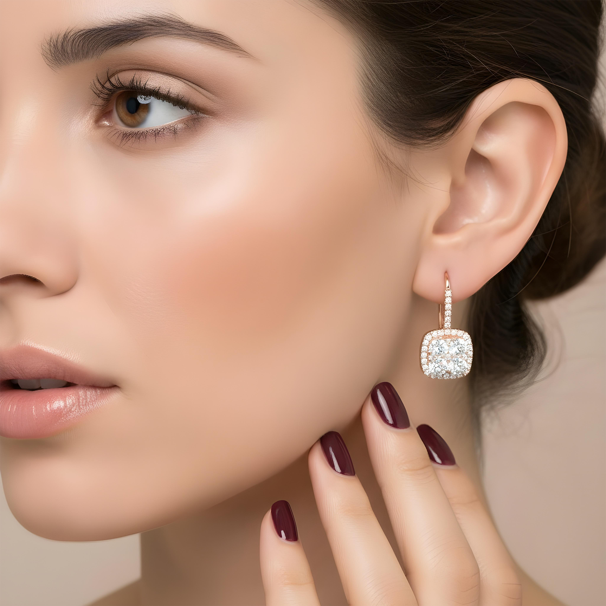 18K White Gold Round Diamond Drop Earrings 1.76ctw