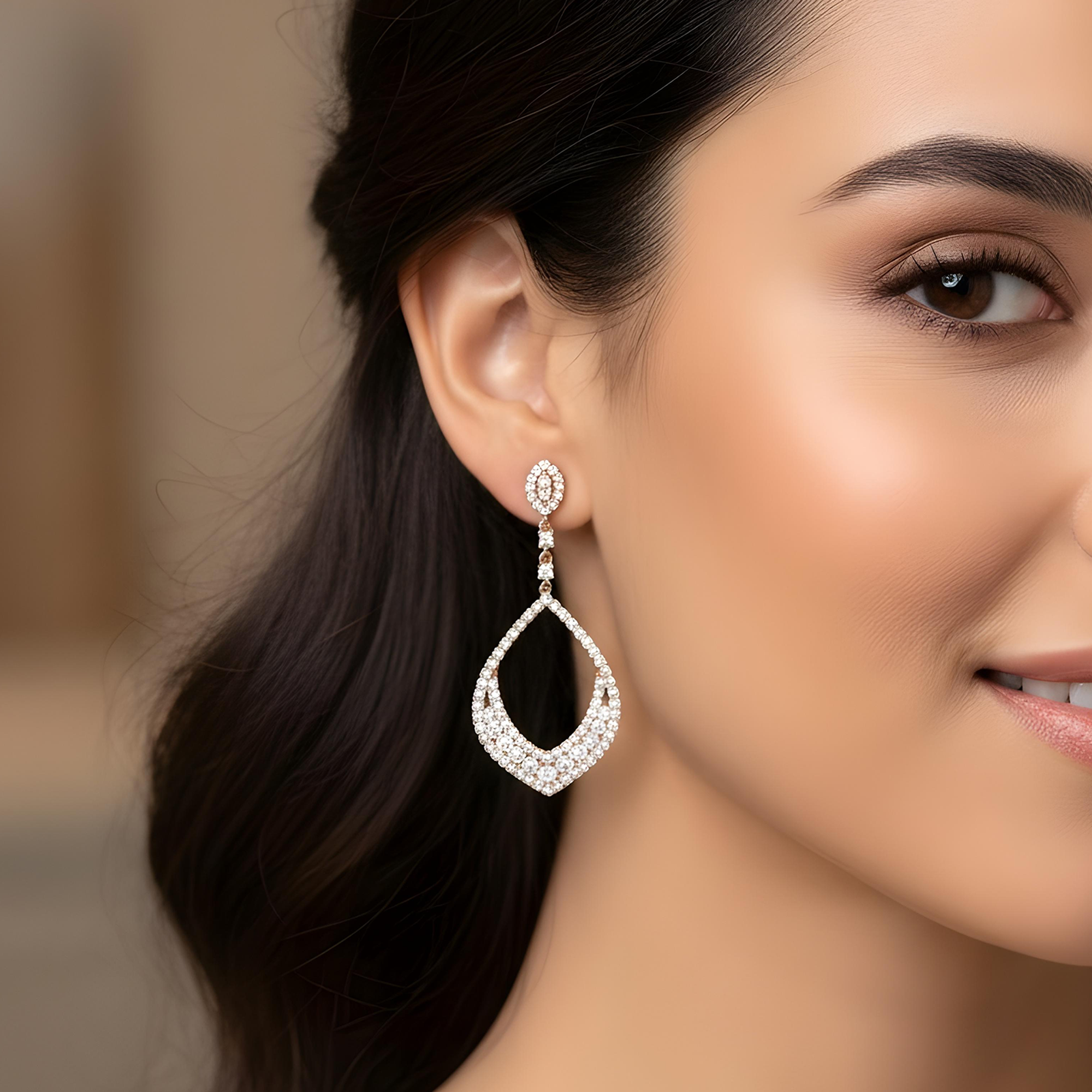18K White Gold Round Diamond Open Drop Earrings 4.60ctw