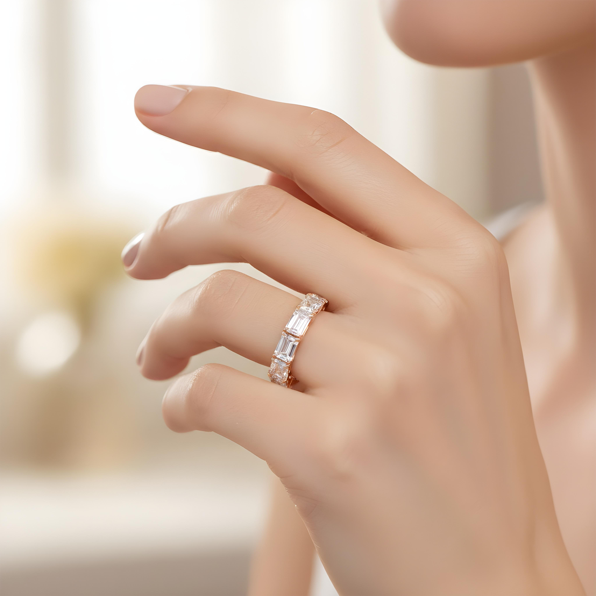 14K White Gold Radiant Cut Diamond Eternity Ring 6.43ct (Size 6.5)