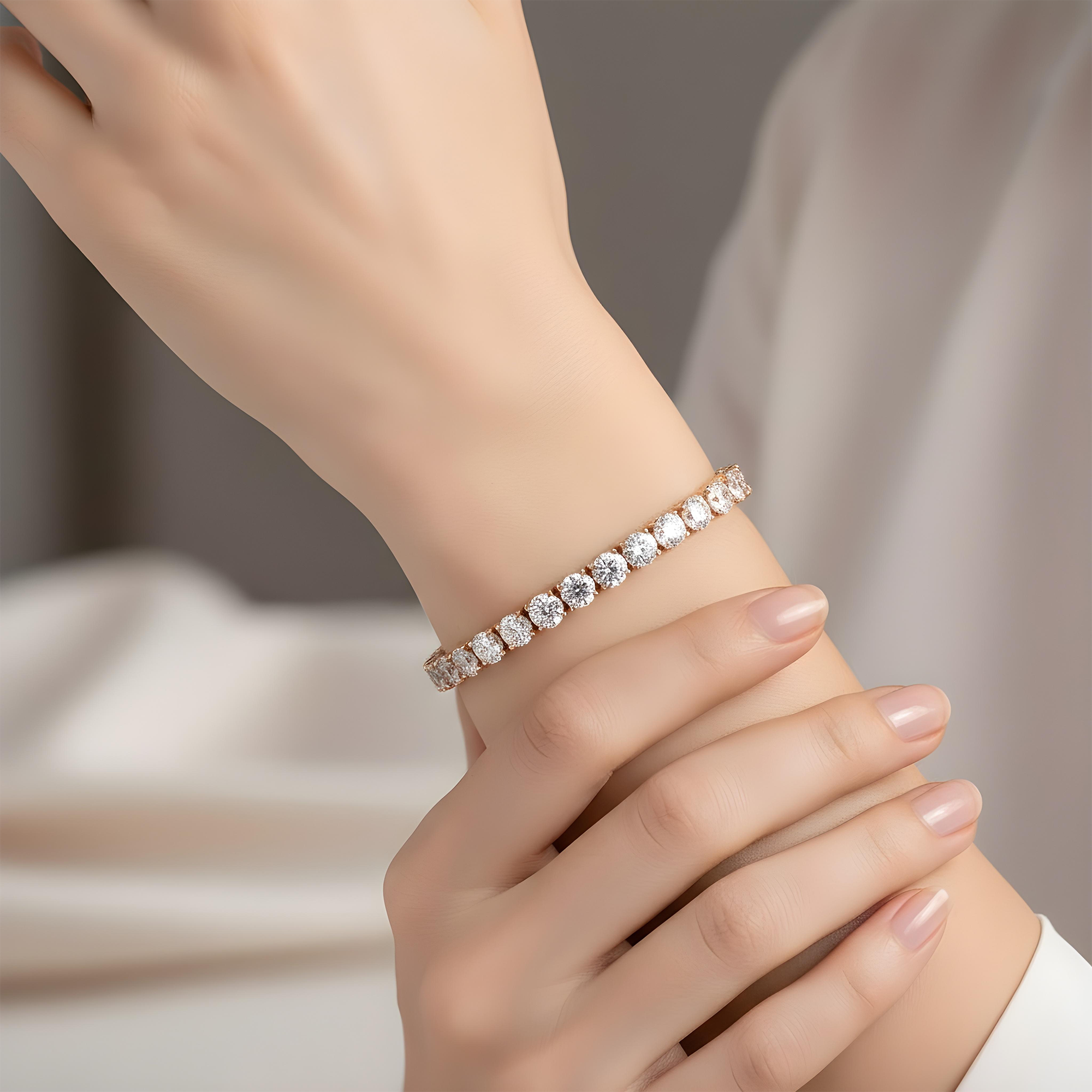 14K White Gold Round Diamond Tennis Bracelet 24.0ct