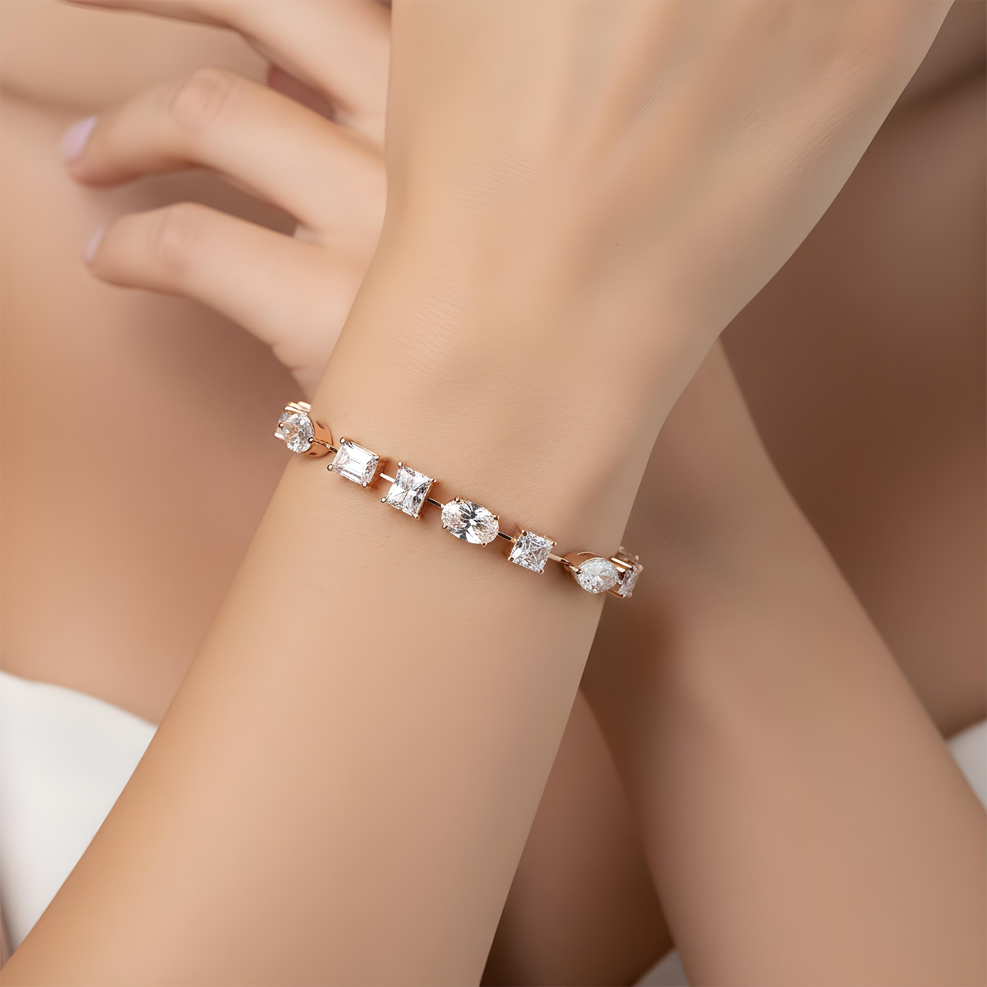 18K White Gold Multi Cut Diamond Satellite Bracelet 16.0ct