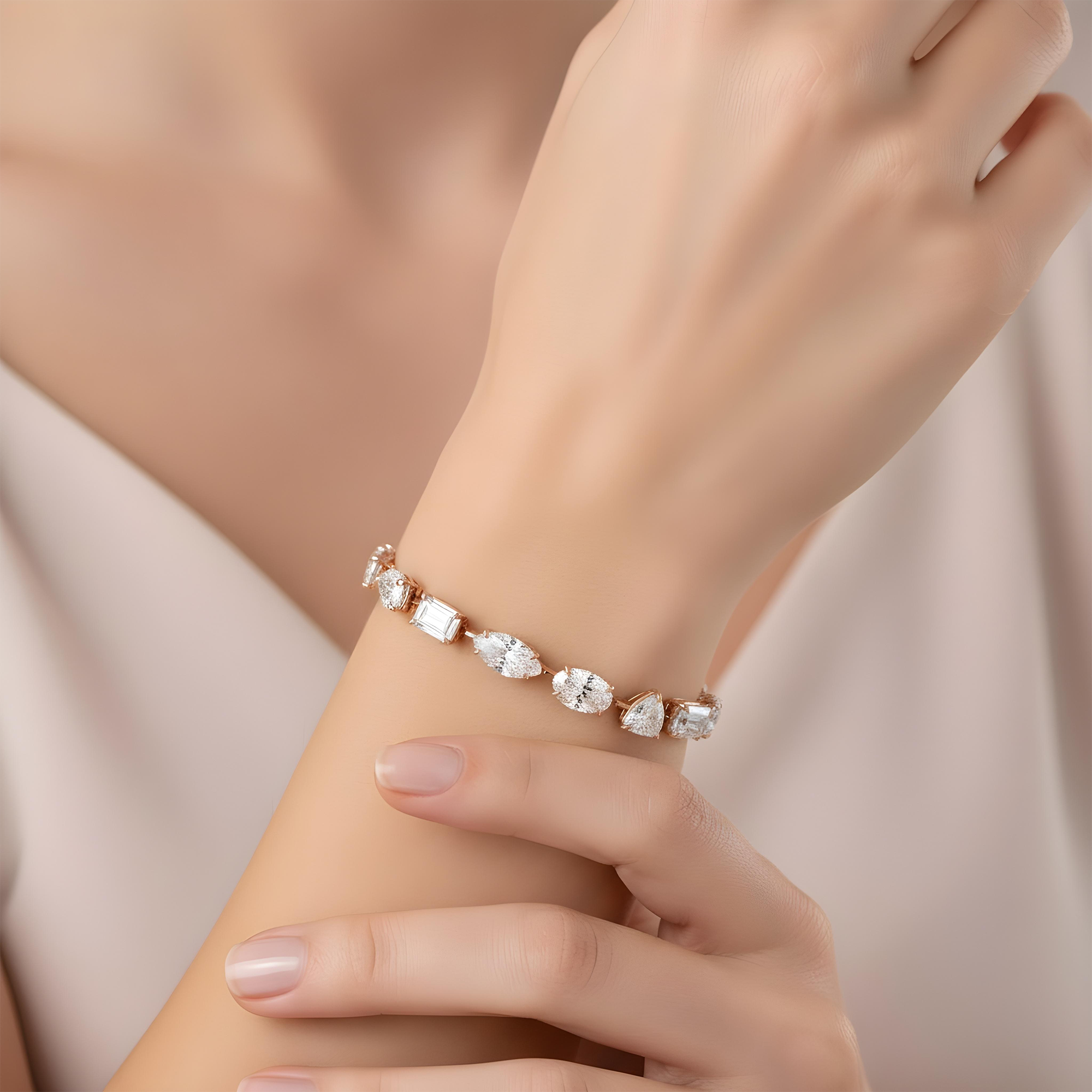 Platinum Combination Cut Diamond Satellite Bracelet 32.41ct