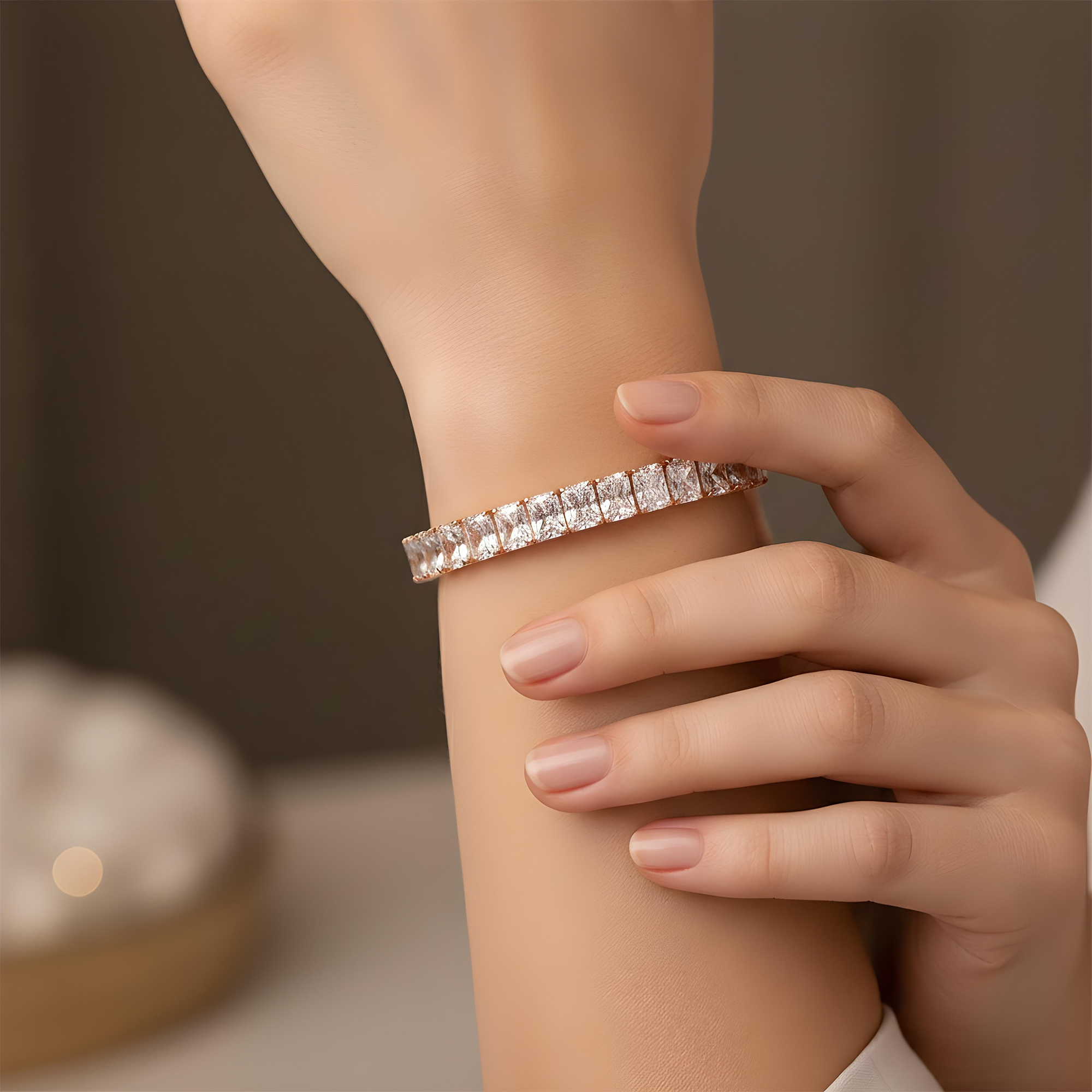 14K White Gold Radiant Cut Diamond Tennis Bracelet 46.24ct