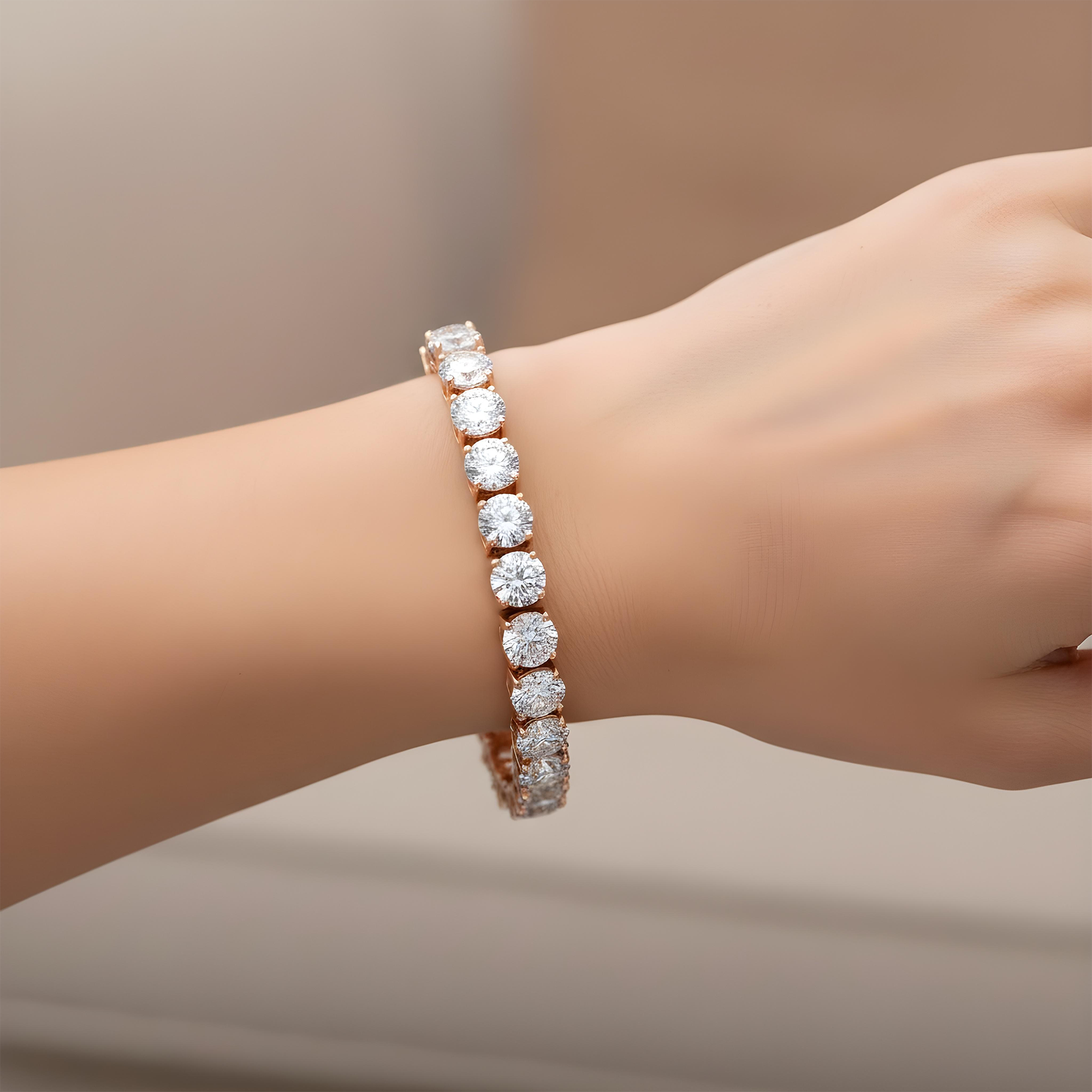 14K White Gold Round Diamond Tennis Bracelet 46.11ct