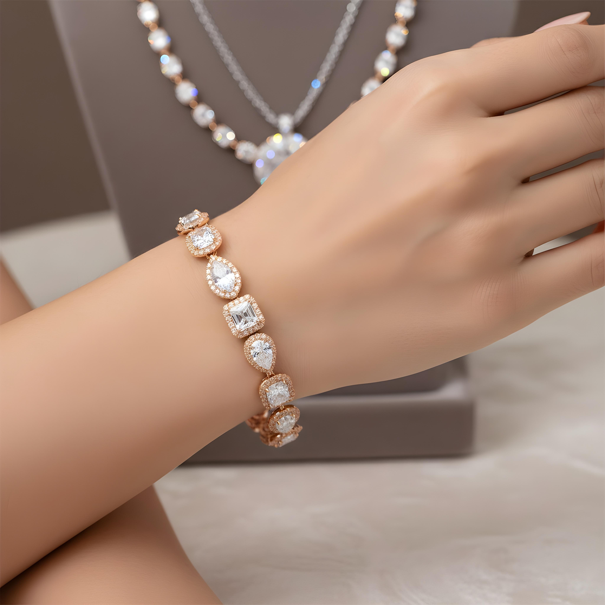 GIA Platinum Multi Cut Diamond Satellite Bracelet 20.97ct