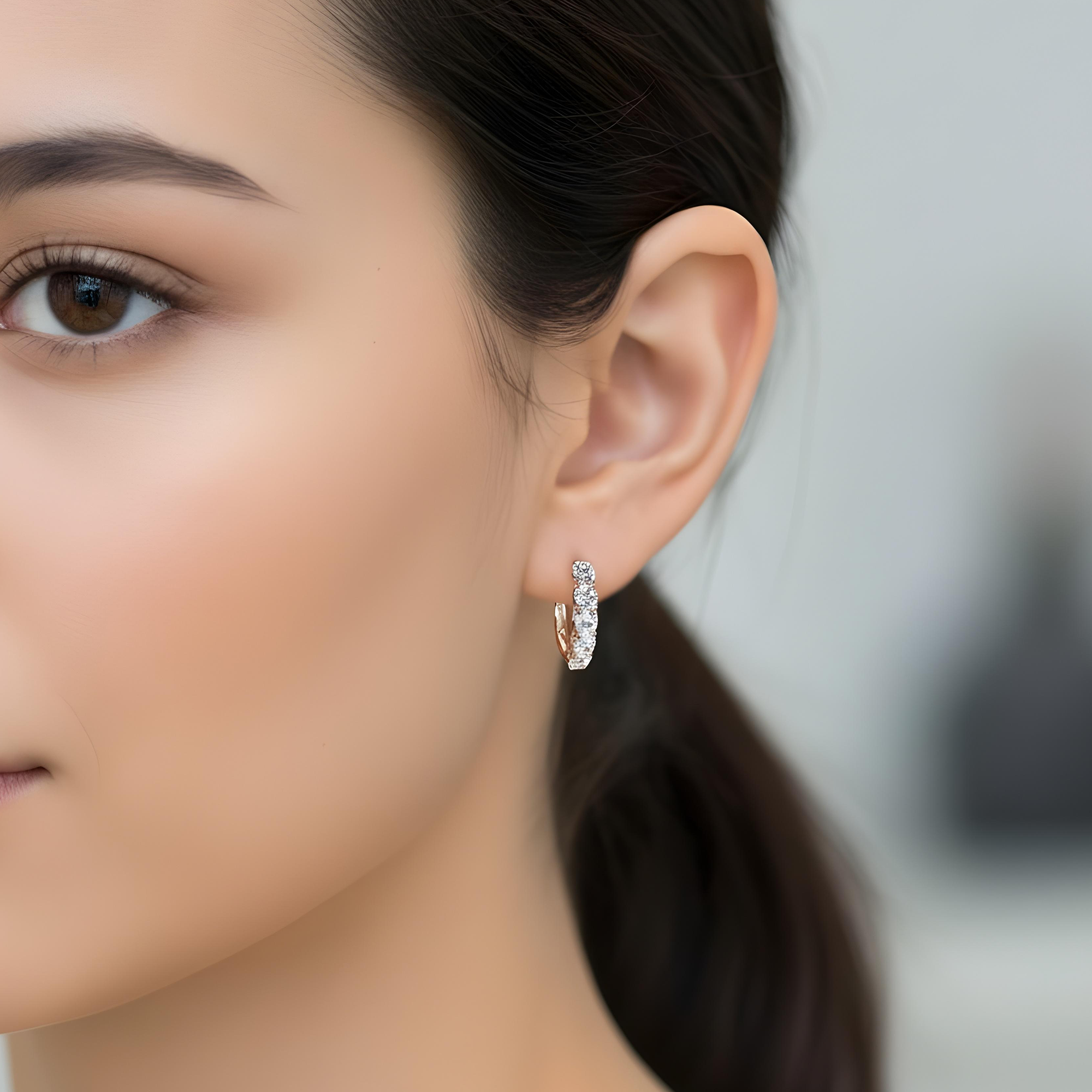 White Gold Round Cut Diamond Hoop Earrings 4.92ctw