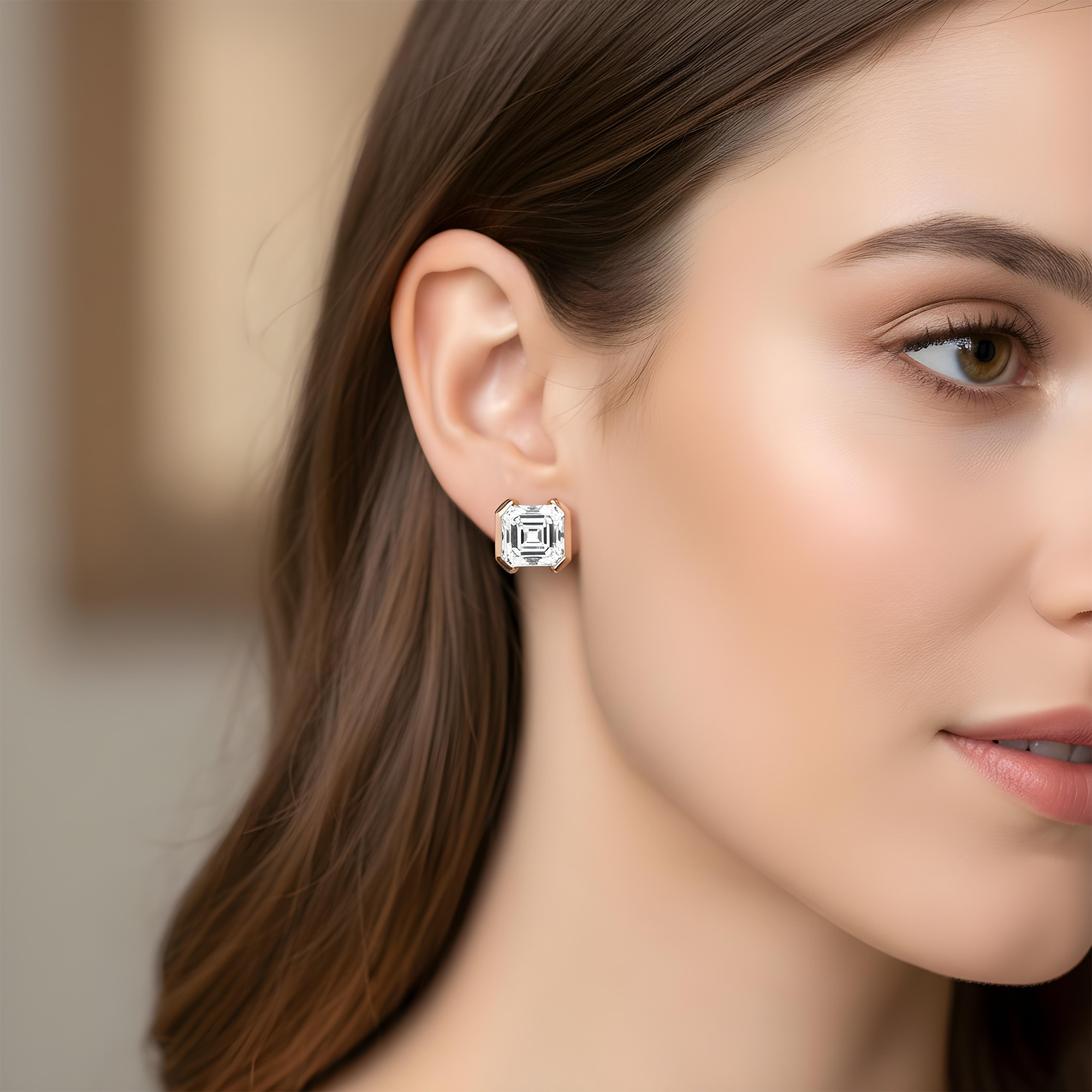 White Gold Asscher Cut Diamond Stud Earrings 1.87ctw