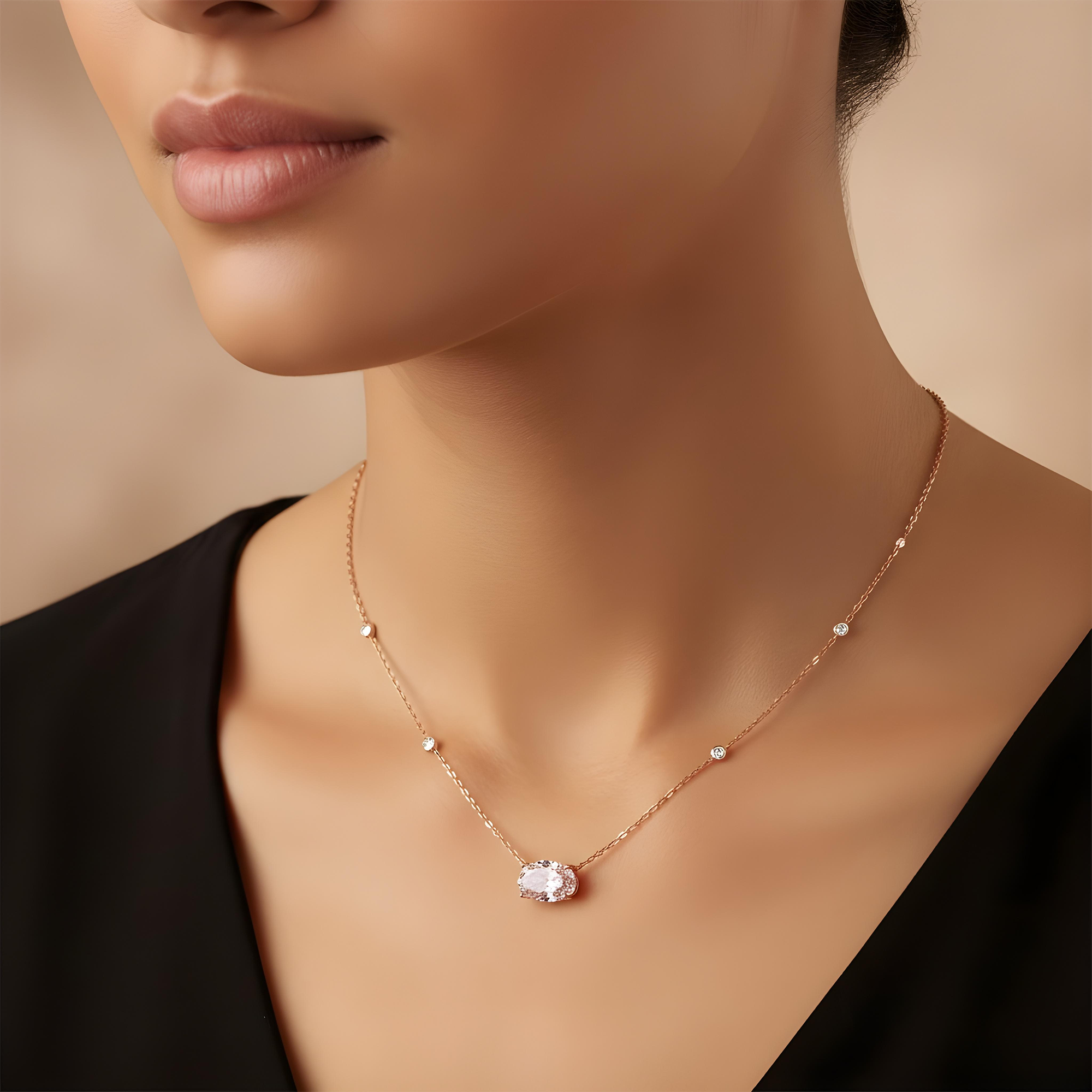 IGI 18K White Gold Oval Cut Diamond Necklace 5.43ctw