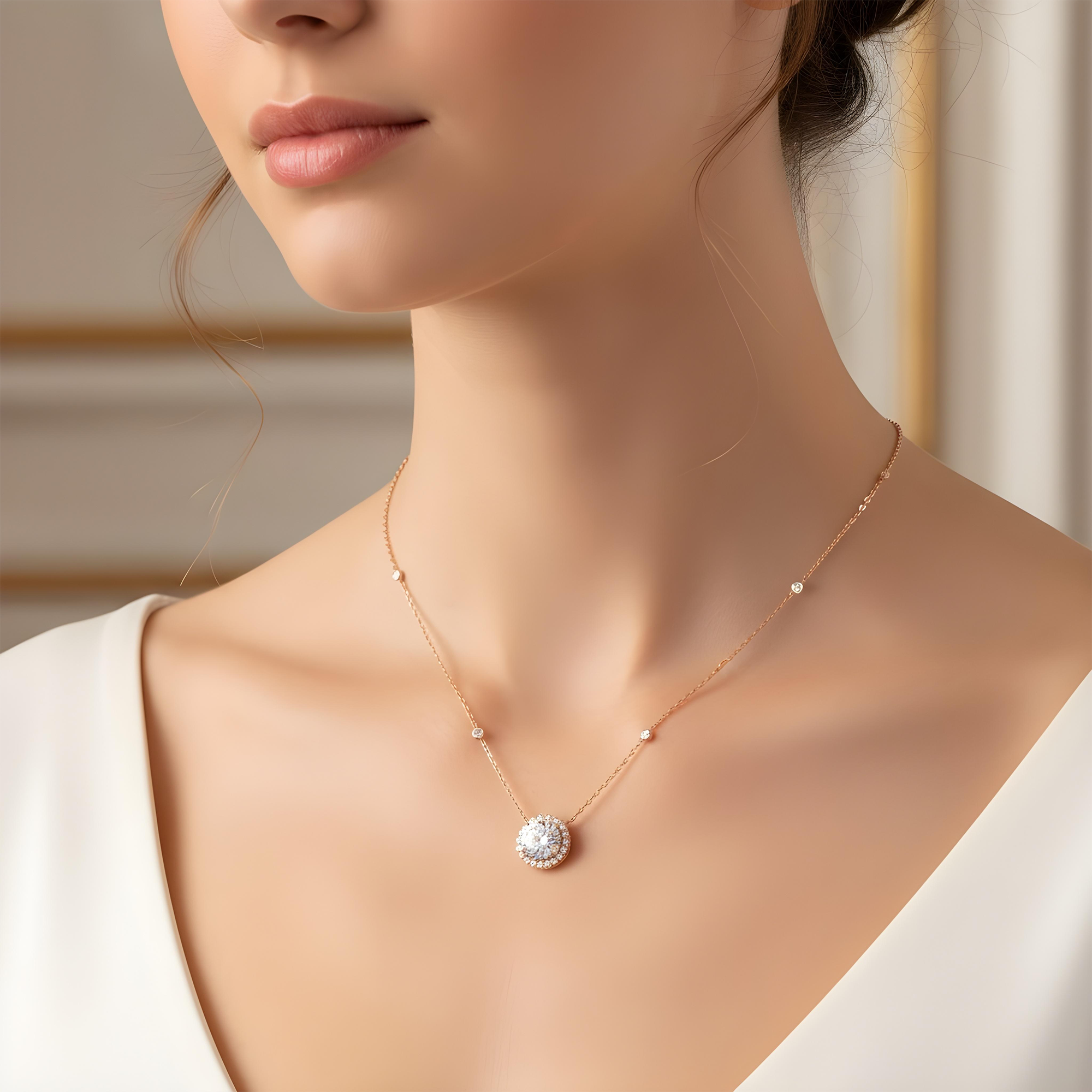 IGI 18K White Gold Round Diamond Necklace 5.78ctw