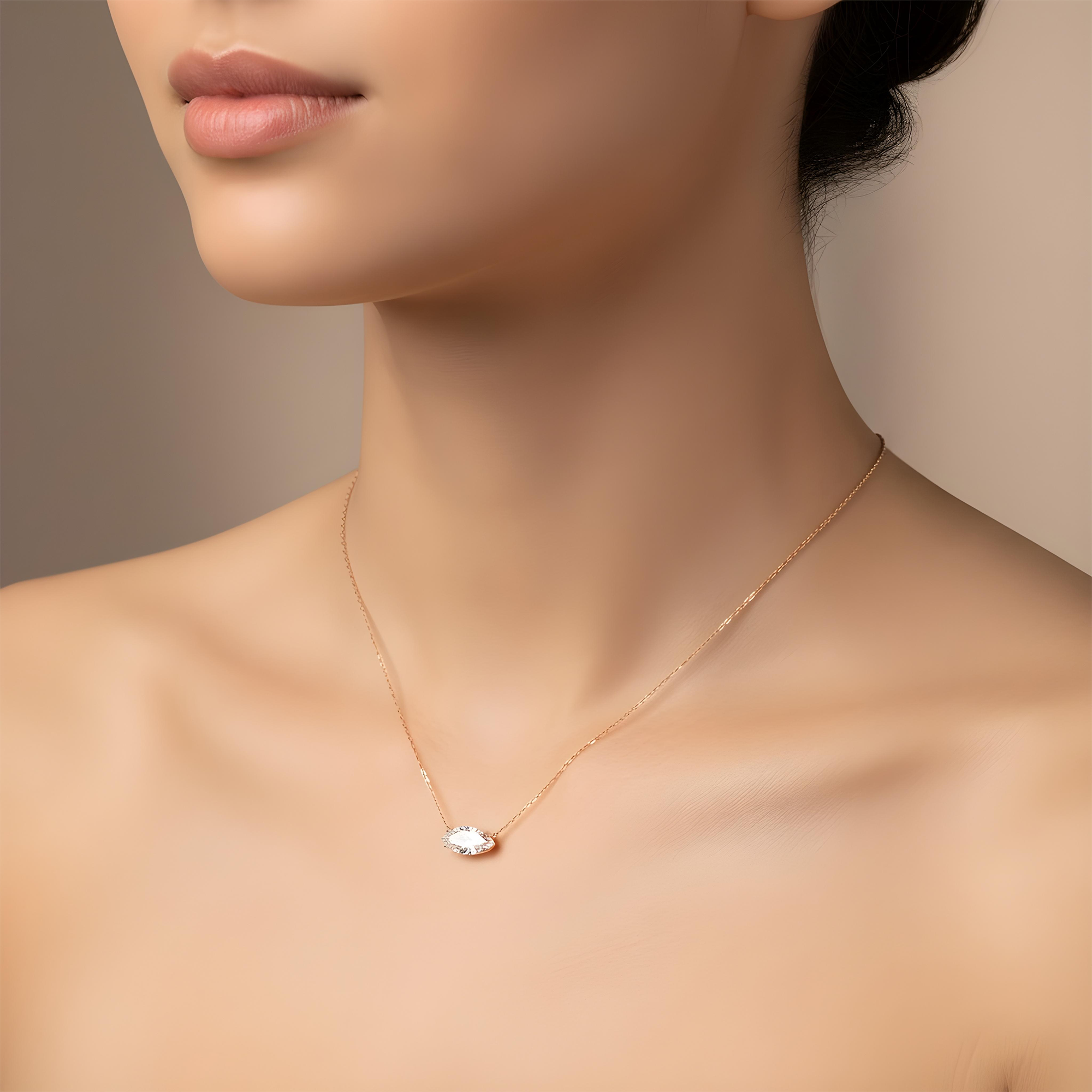 IGI 18K White Gold Marquise Cut Diamond Necklace 2.92ct