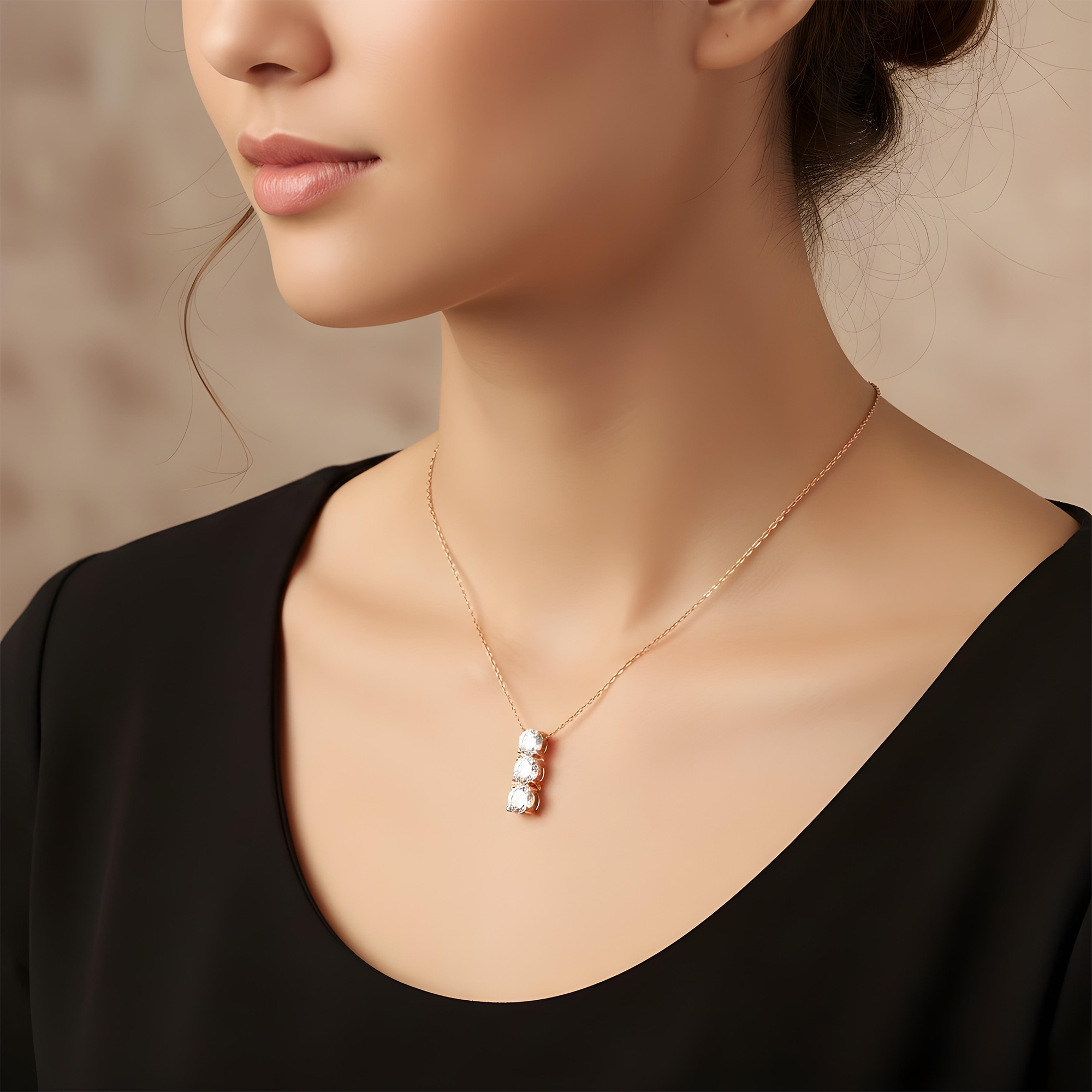 White Gold Round Diamond Drop Necklace 2.81ct