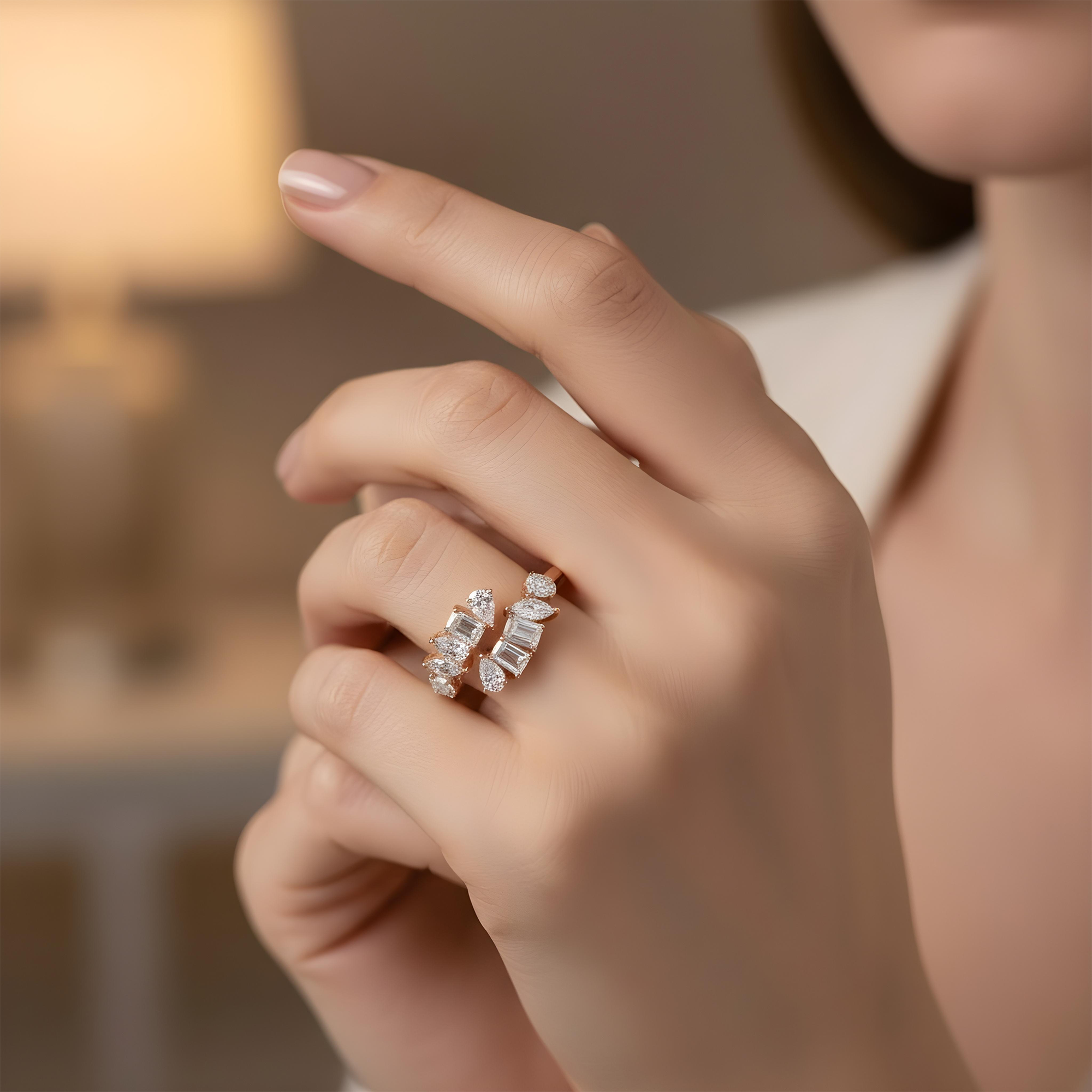White Gold Multi Cut Diamond Wrap Ring 1.64ct