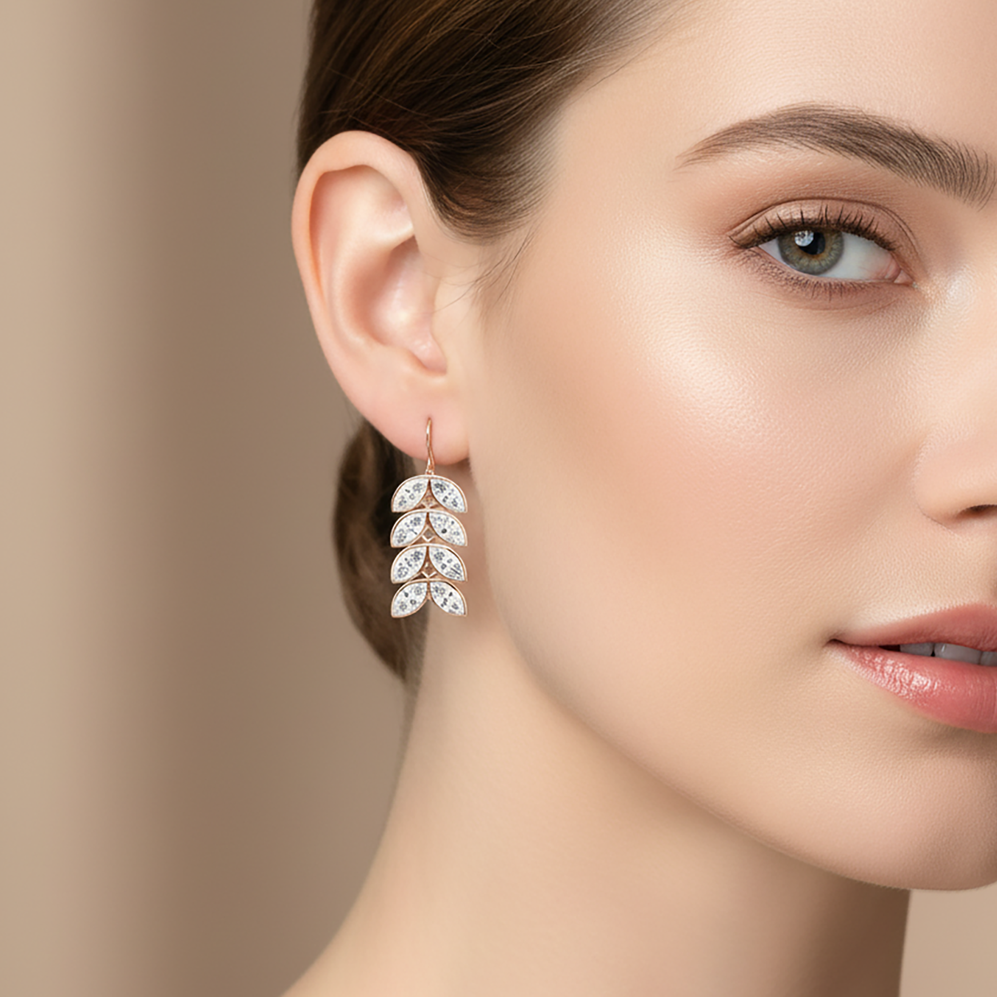 14K White Gold Cascading Petal Diamond Drop Earrings 16.69ctw