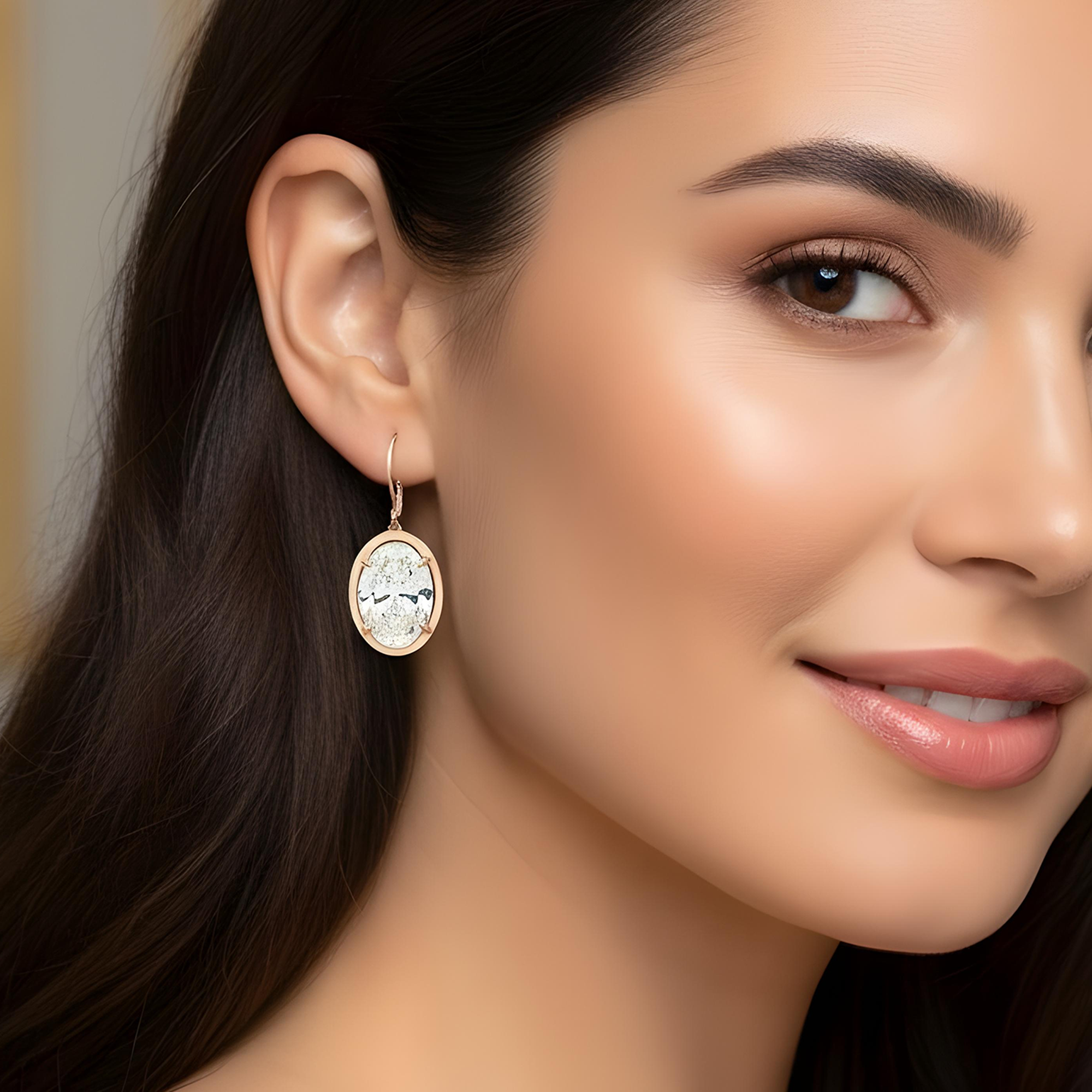 14K Yellow Gold Solitaire Bezel Set Oval Diamond Drop Earrings 10.12ctw