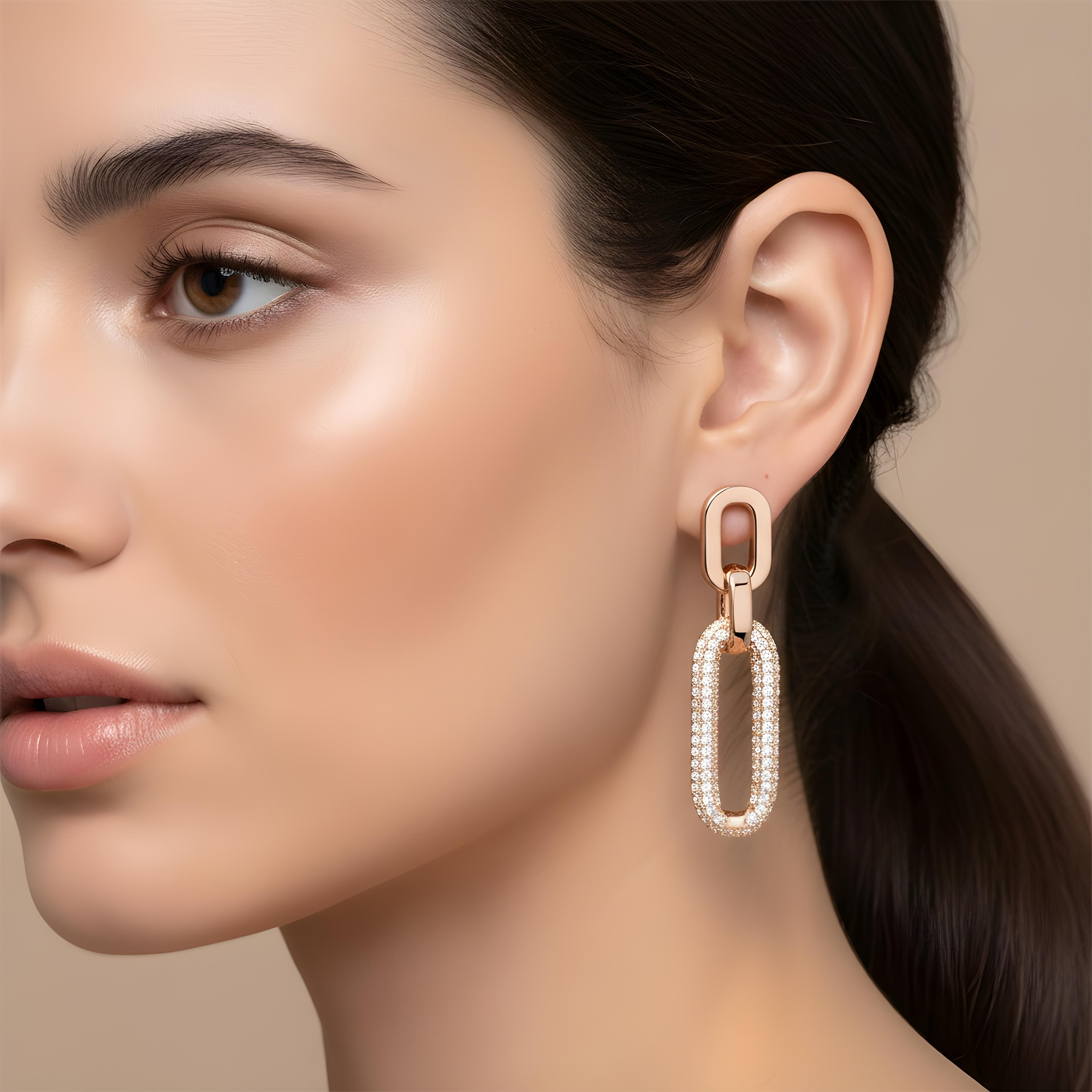 14K Yellow Gold Round Diamond Drop Earrings 3.11ctw