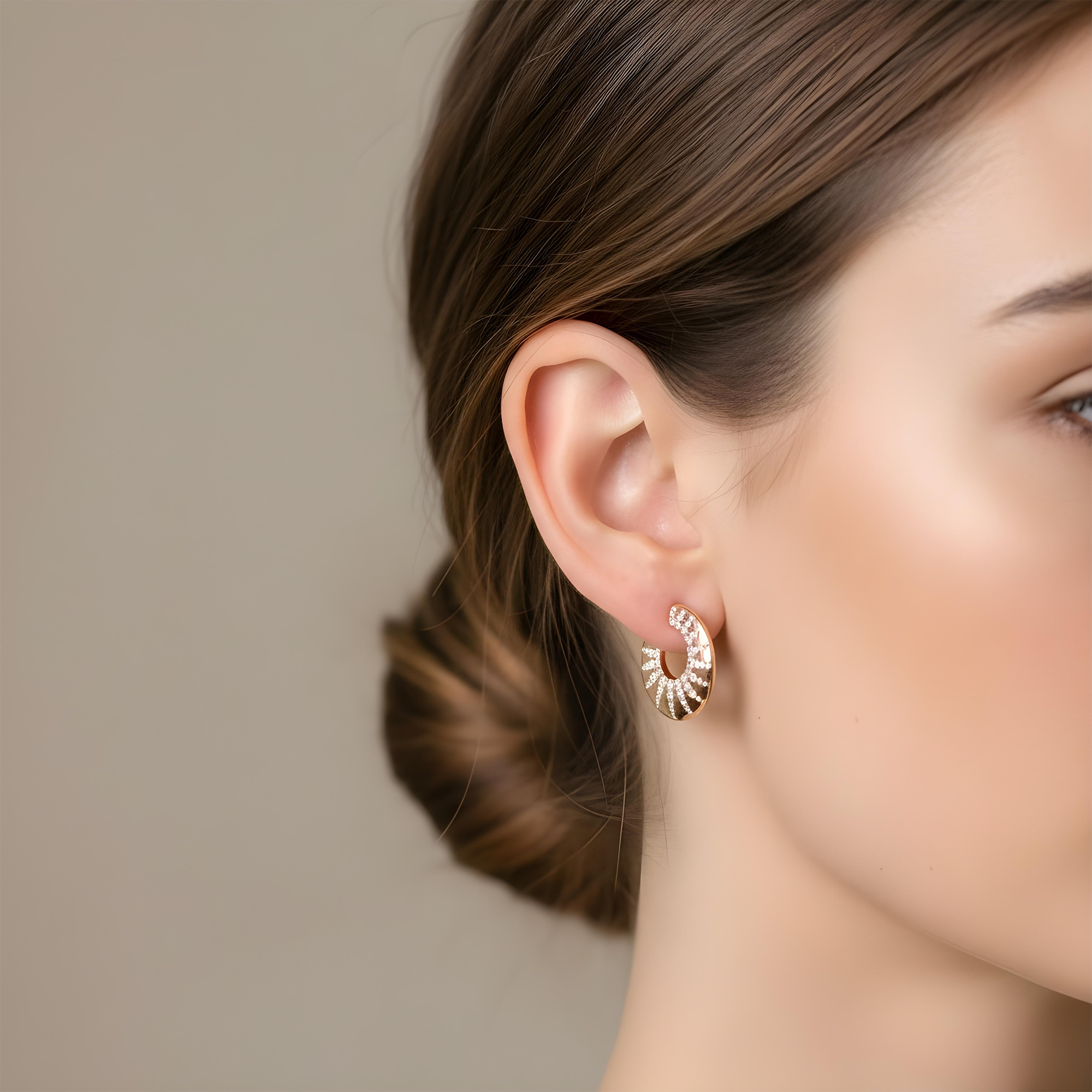 14K Yellow Gold Round Diamond Open Hoop Earrings 0.98ctw