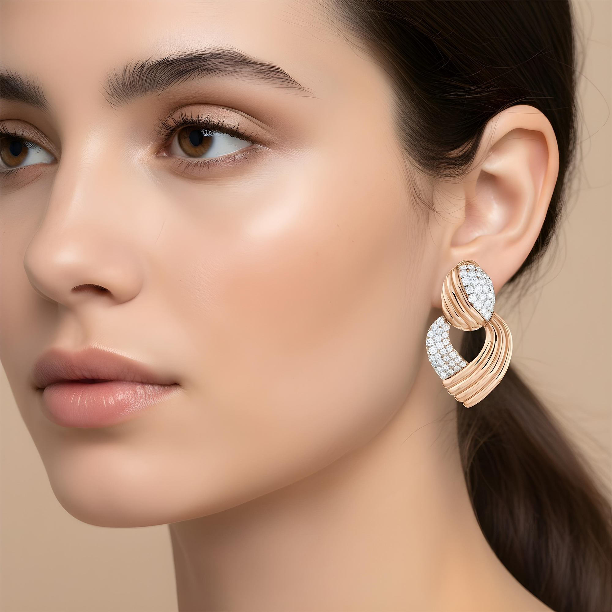 14K Yellow Gold Round Diamond Drop Earrings 1.79ctw