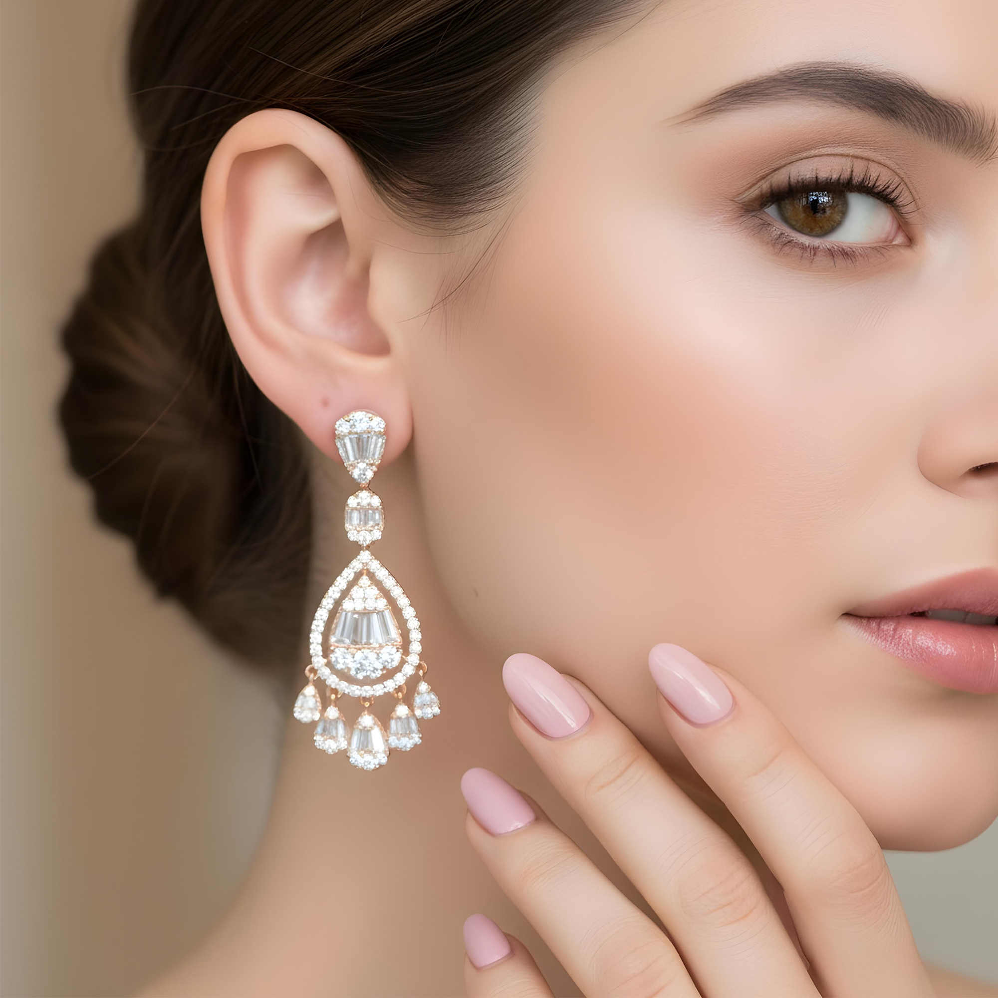 14K White Gold Diamond Teardrop Earrings 4.17ctw