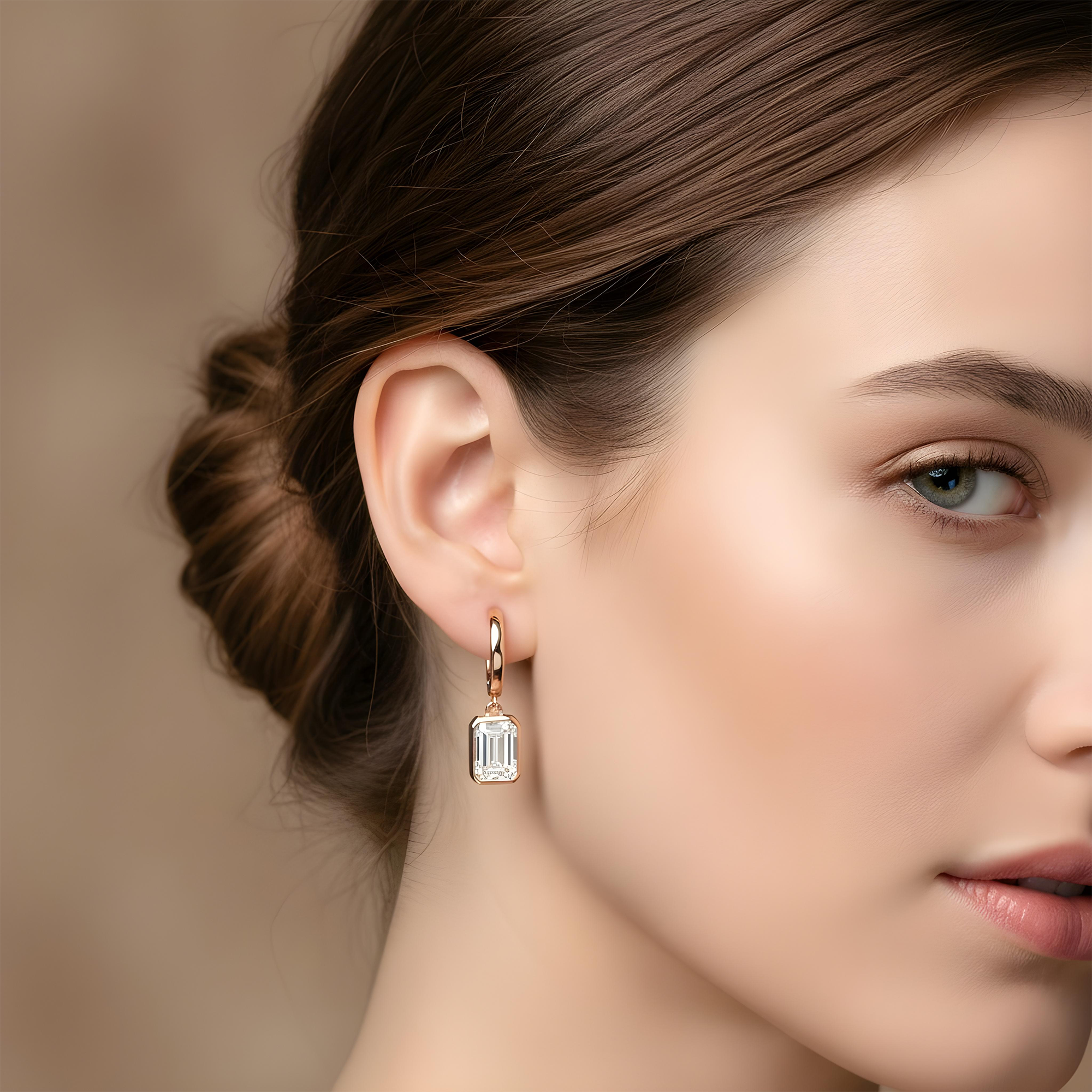 14K Yellow Gold Emerald Cut Diamond Drop Earrings 2.48ctw