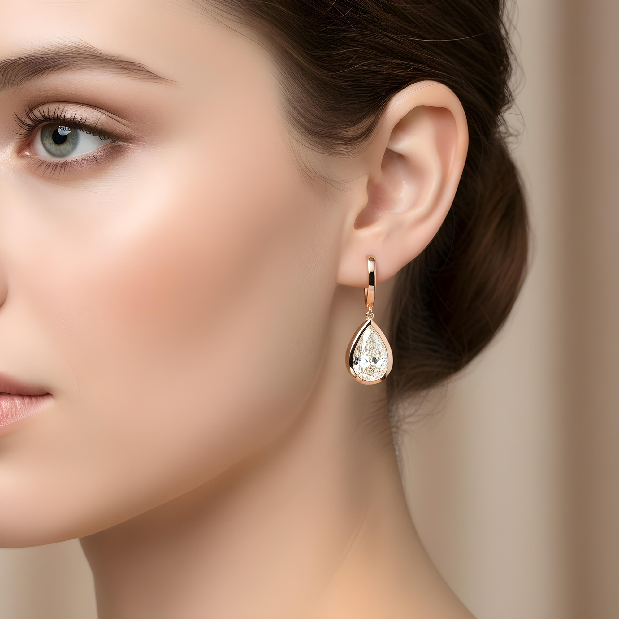 14K Yellow Gold Pear Cut Diamond Drop Earrings 4.06ctw