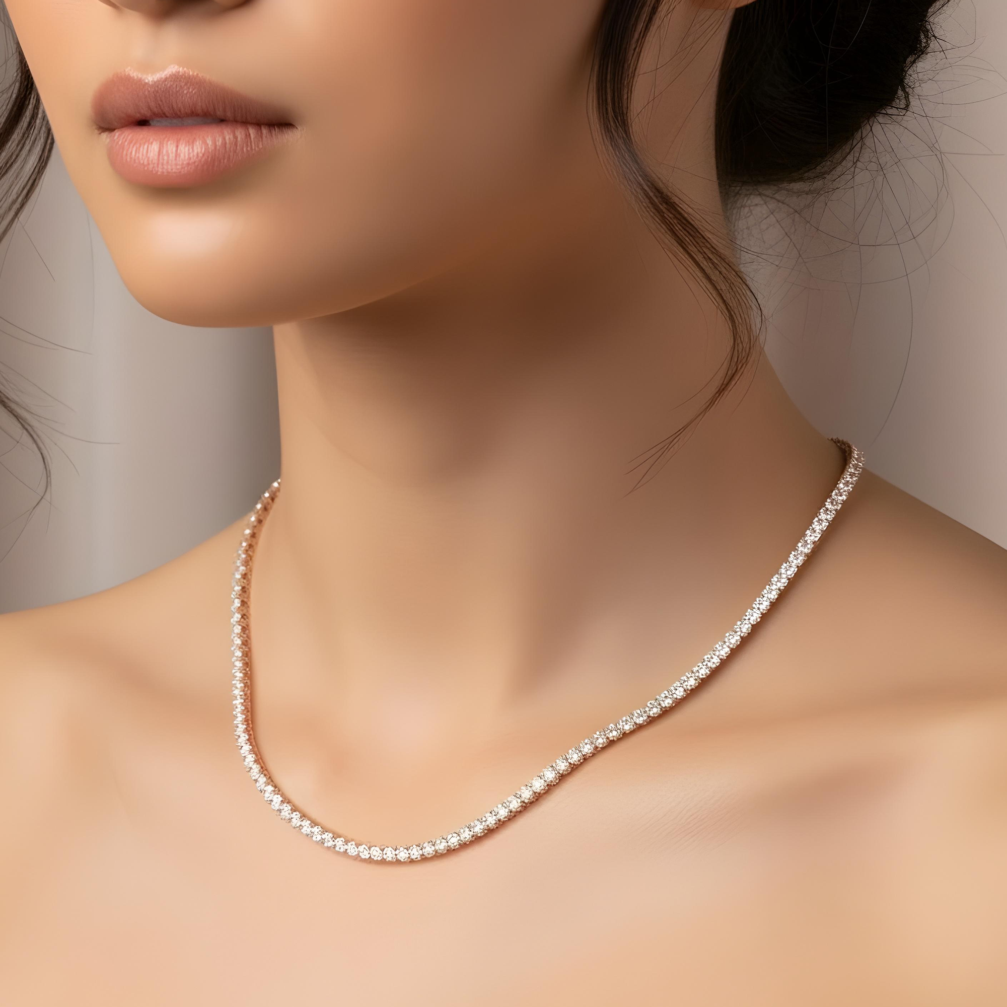 14K Yellow Gold Round Diamond Tennis Chain 18.83ct (16"-24")