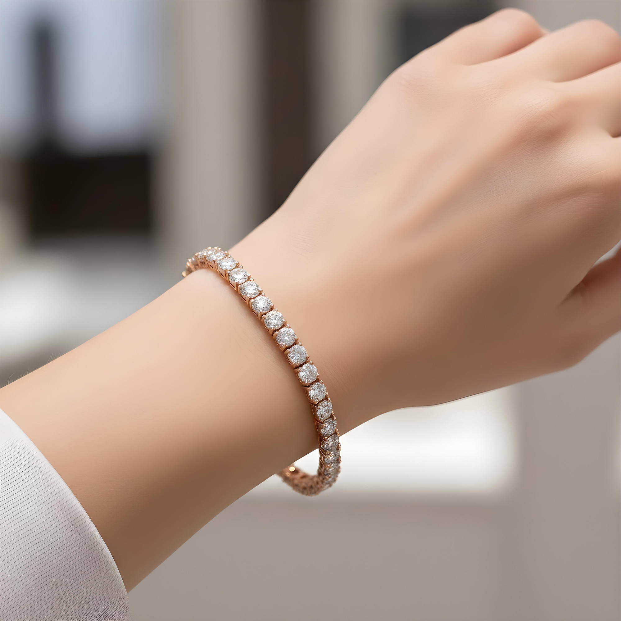 14K White Gold Round Diamond Tennis Bracelet 14.12ct