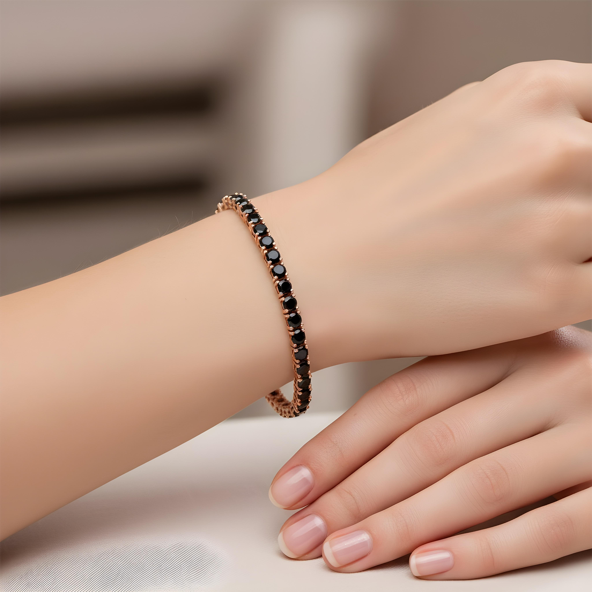 14K Black Gold Black Round Diamond Tennis Bracelet 12.56ct