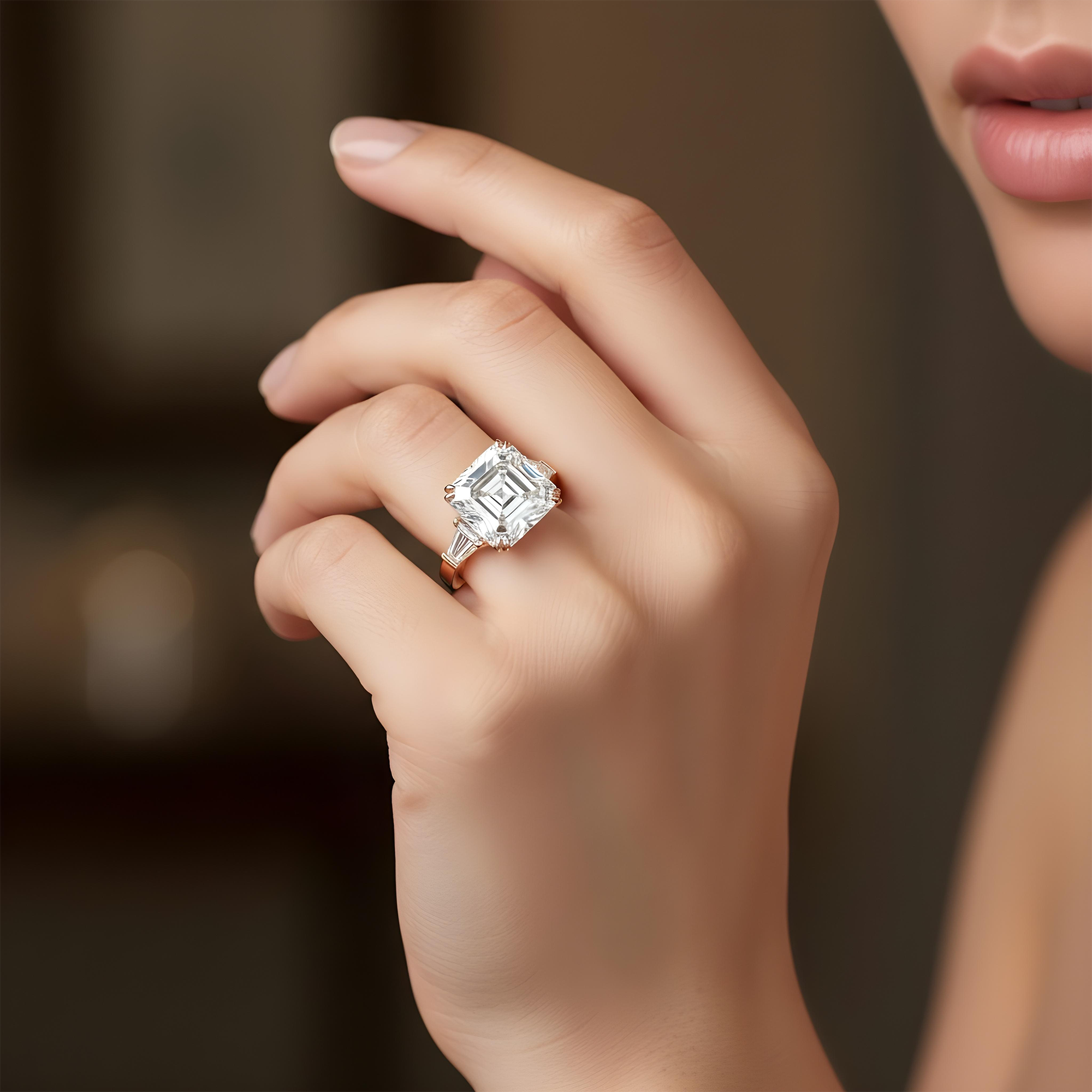 GIA Platinum 11.91ct Asscher Cut Diamond Engagement Ring 12.69ctw