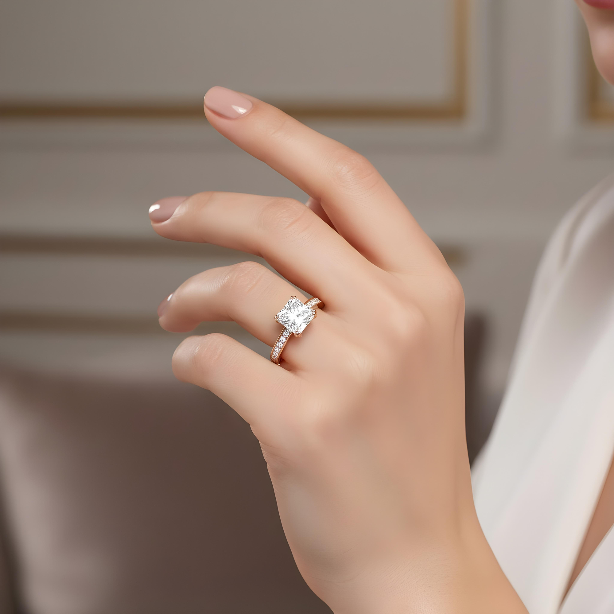 GIA 18K White Gold 3.0ct Cushion Diamond Engagement Ring 3.50ctw