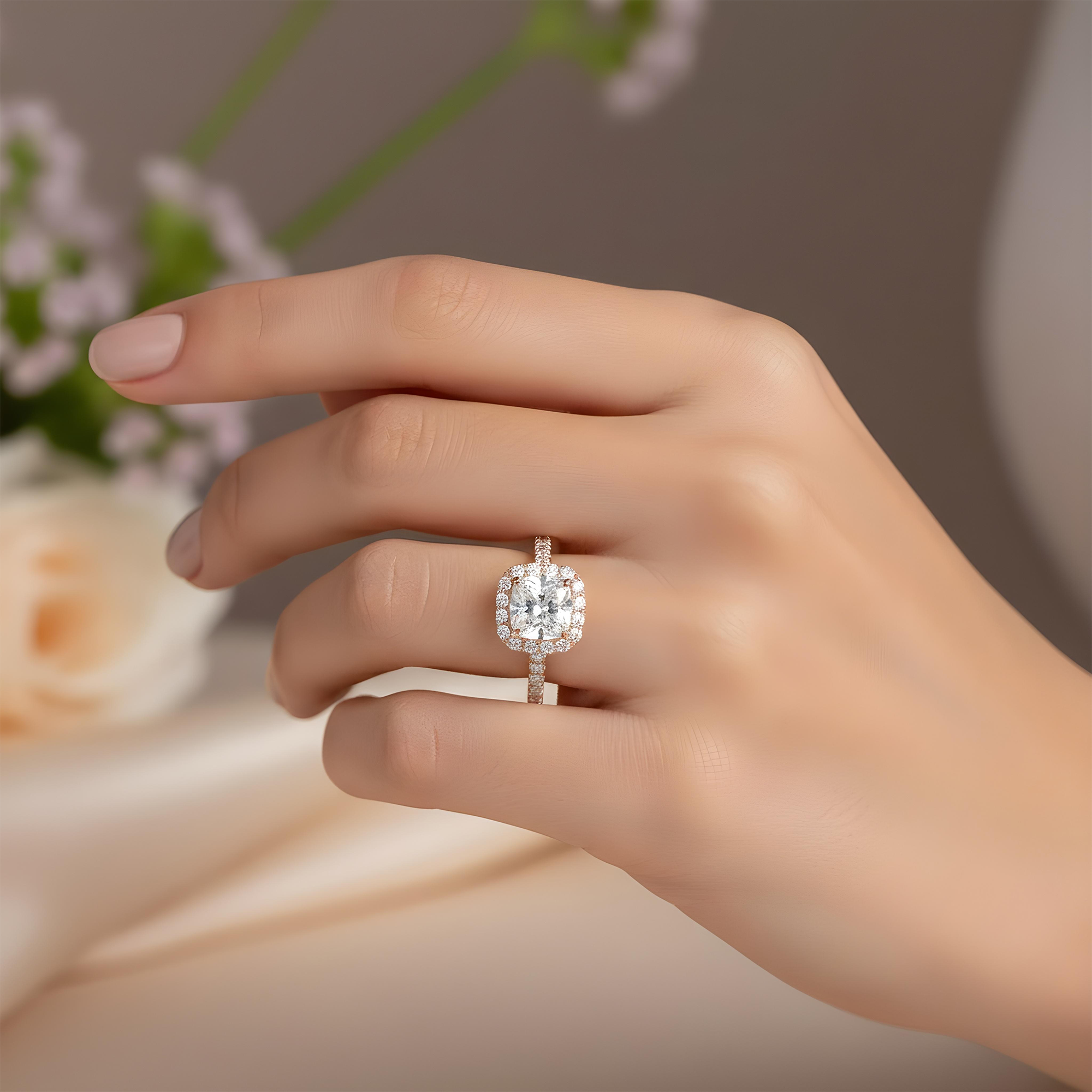 GIA Platinum 2.01ct Cushion Cut Diamond Engagement Ring W/ Halo 2.86ctw