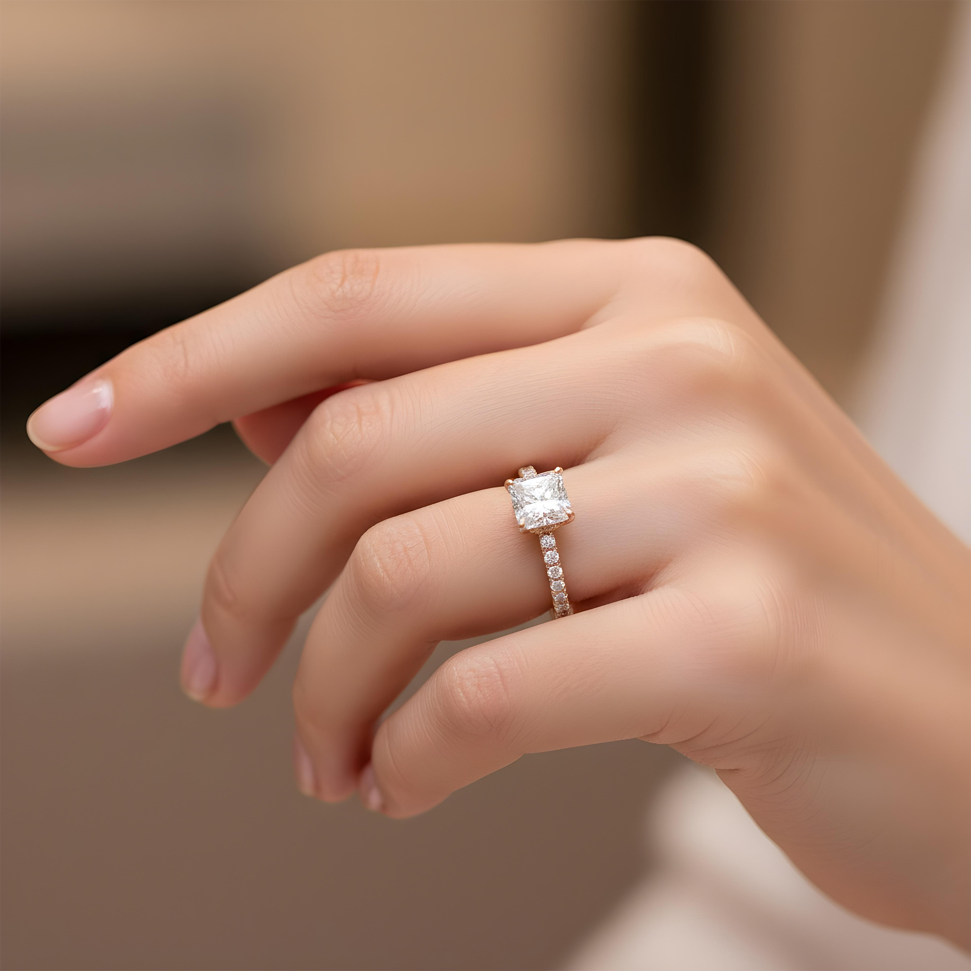 GIA 18K White Gold 1.51ct Square Radiant Cut Diamond Engagement Ring 1.97