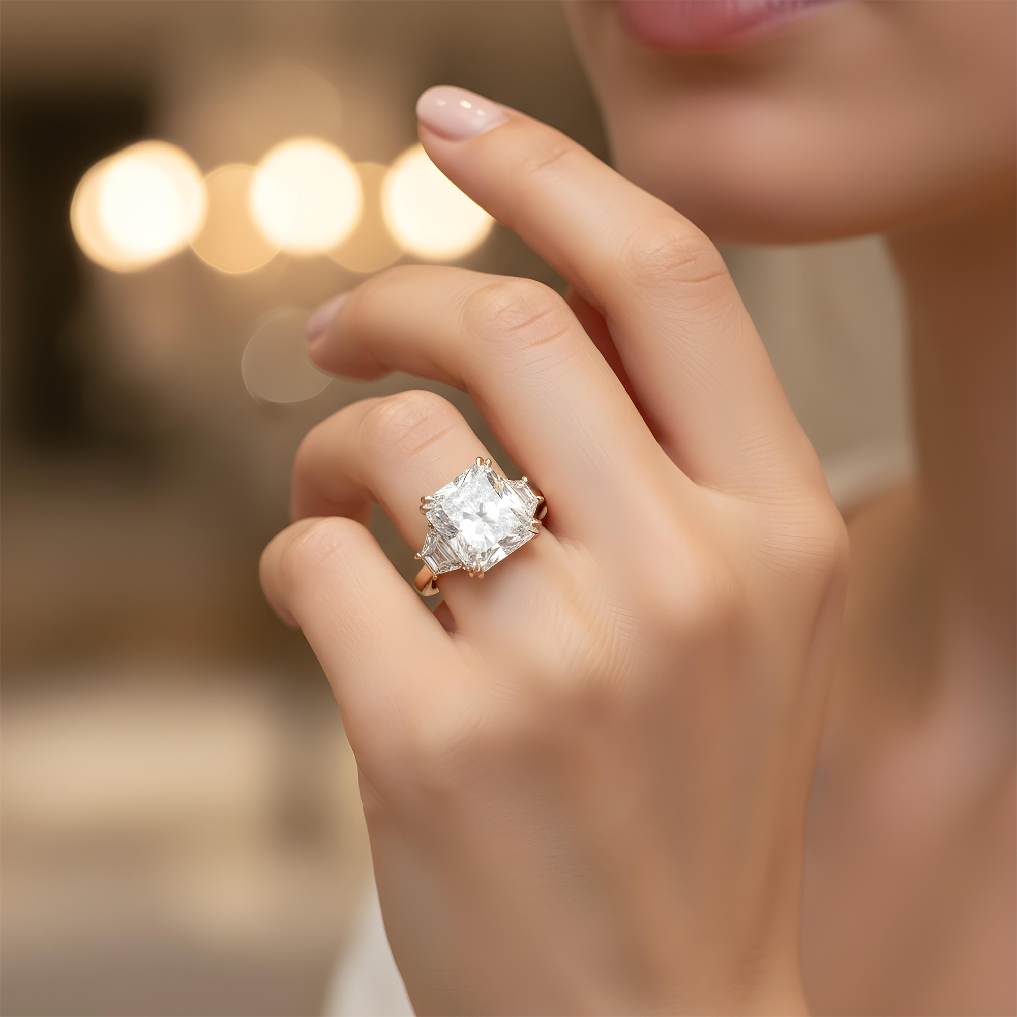 GIA Platinum 13.08ct Radiant Cut Diamond Engagement Ring 14.46ctw