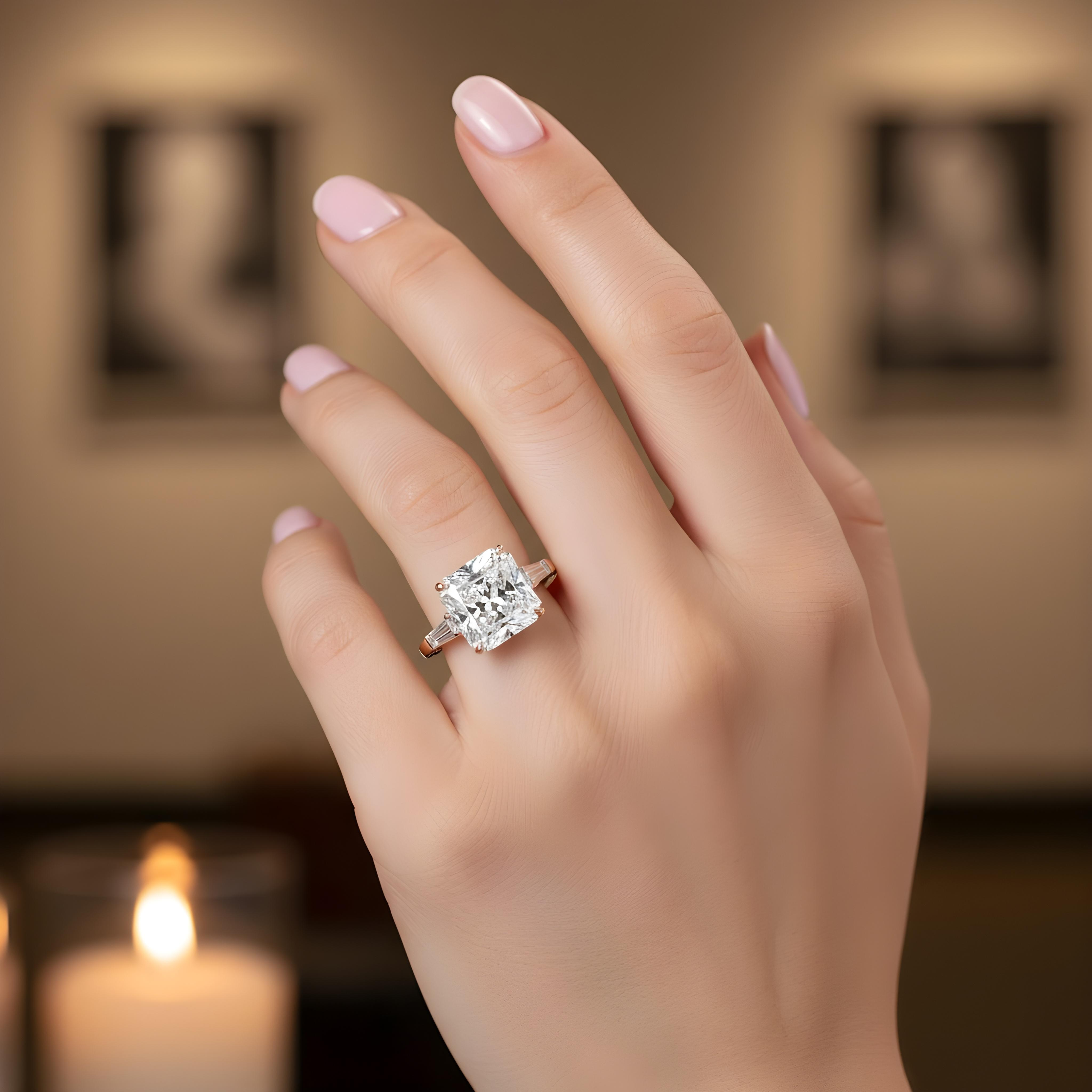 GIA Platinum 11ct Radiant Cut Triple Diamond Engagement Ring 12.08ctw