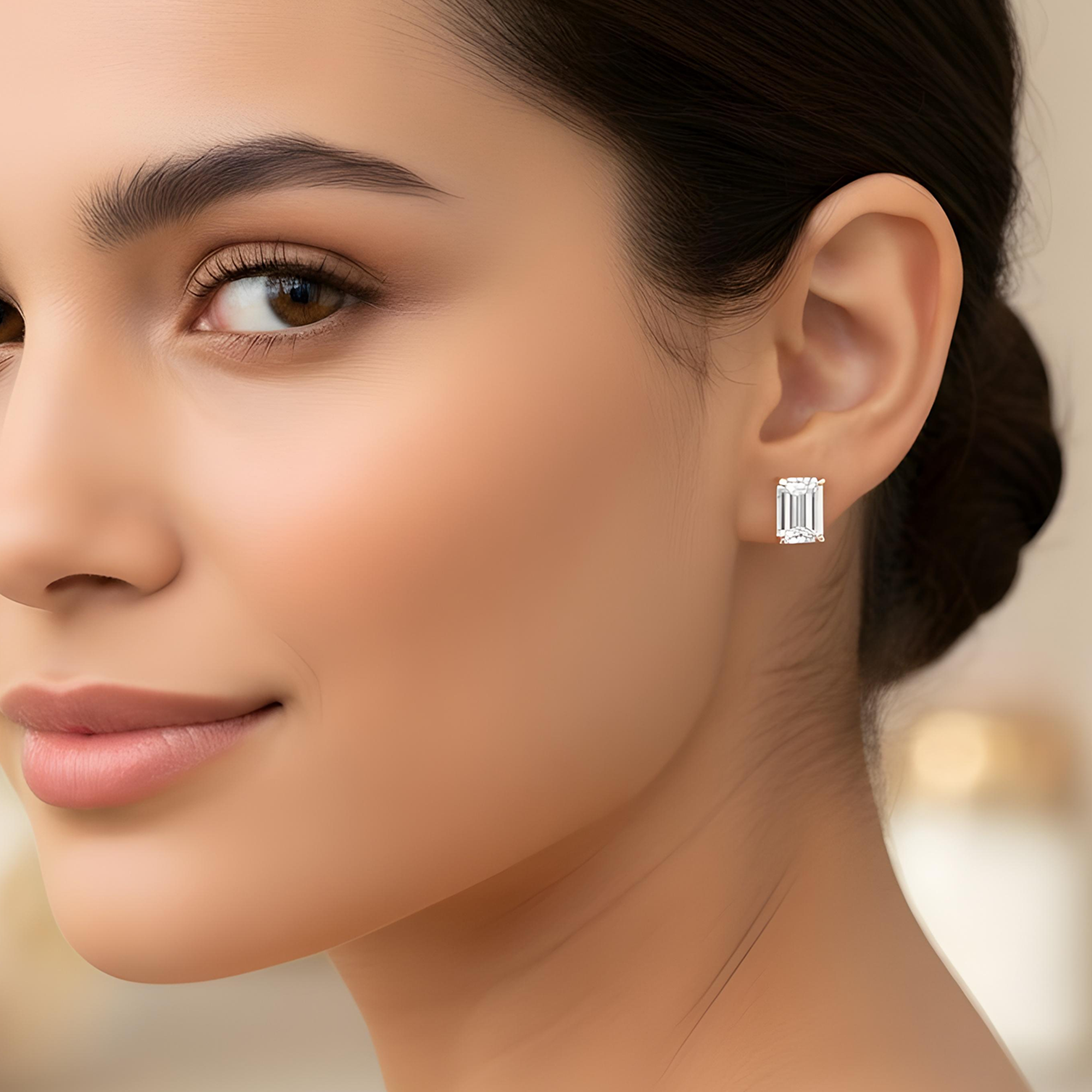 GIA Platinum & 18K White Gold Solitaire Emerald Cut Diamond Studs 2.06ctw