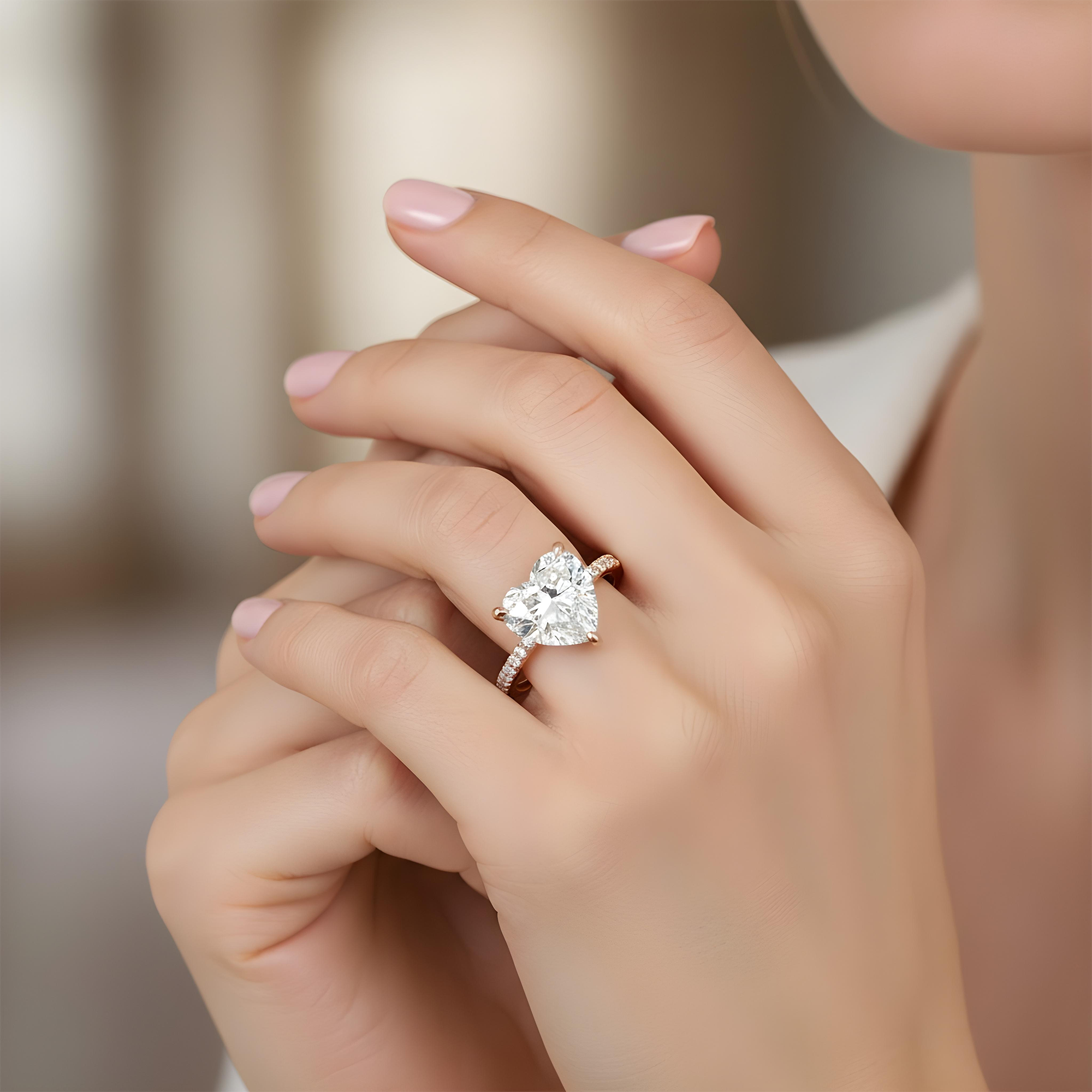 GIA Platinum 5.02ct Heart Cut Diamond Engagement Ring 5.96ctw