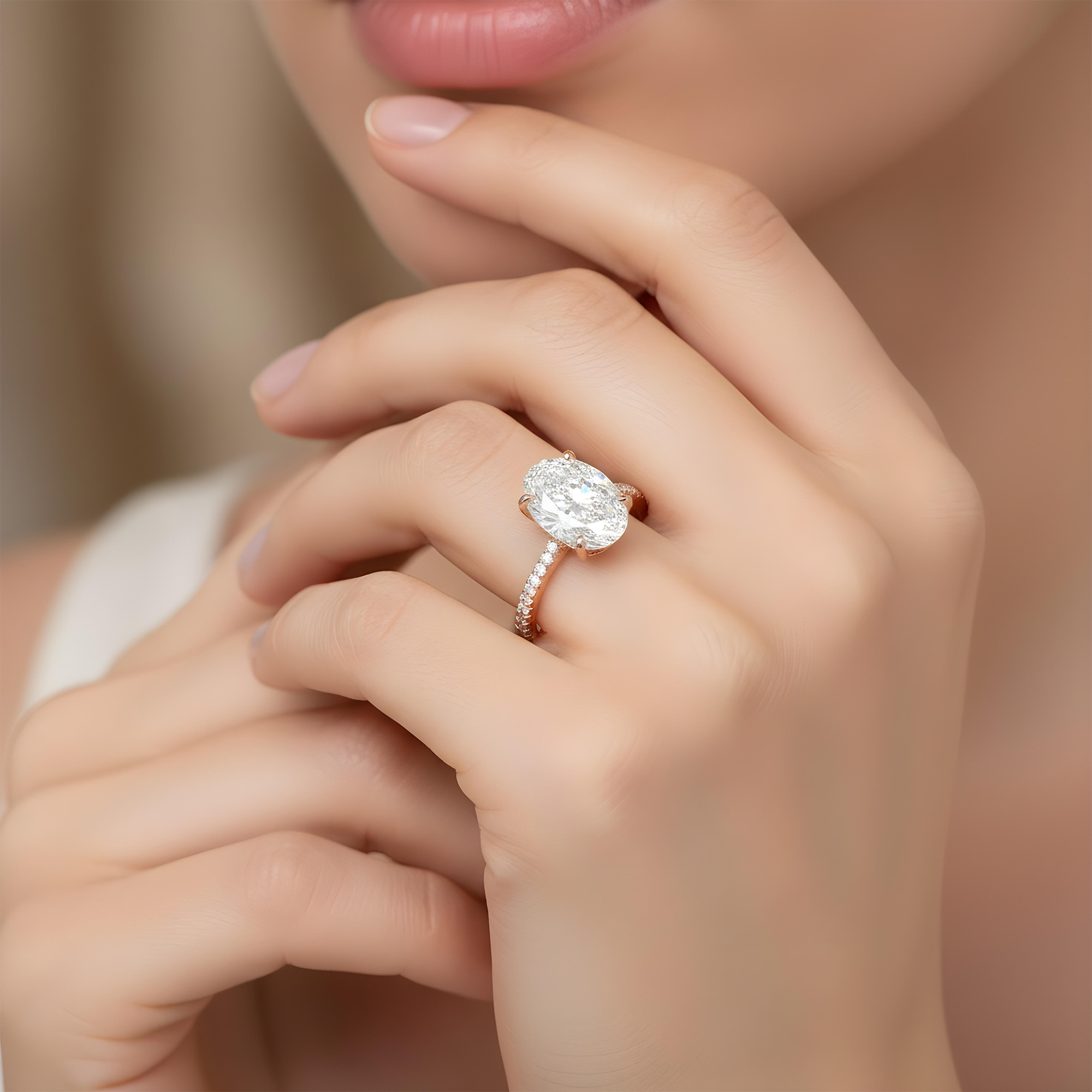 GIA 18K White Gold 5ct Oval Cut Diamond Engagement Ring 5.42ctw
