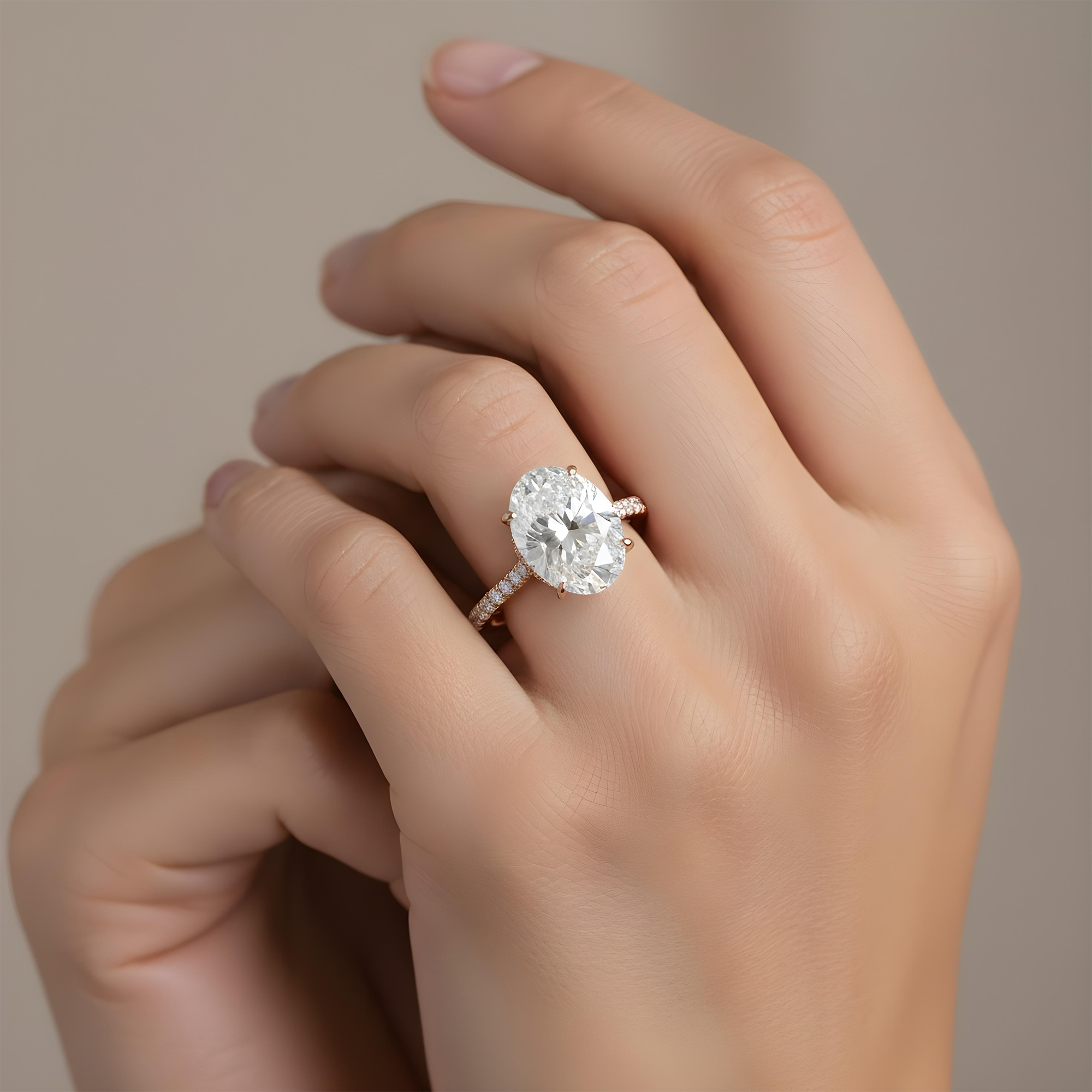 GIA 18K White Gold 5.02ct Oval Cut Diamond Engagement Ring 5.77ctw