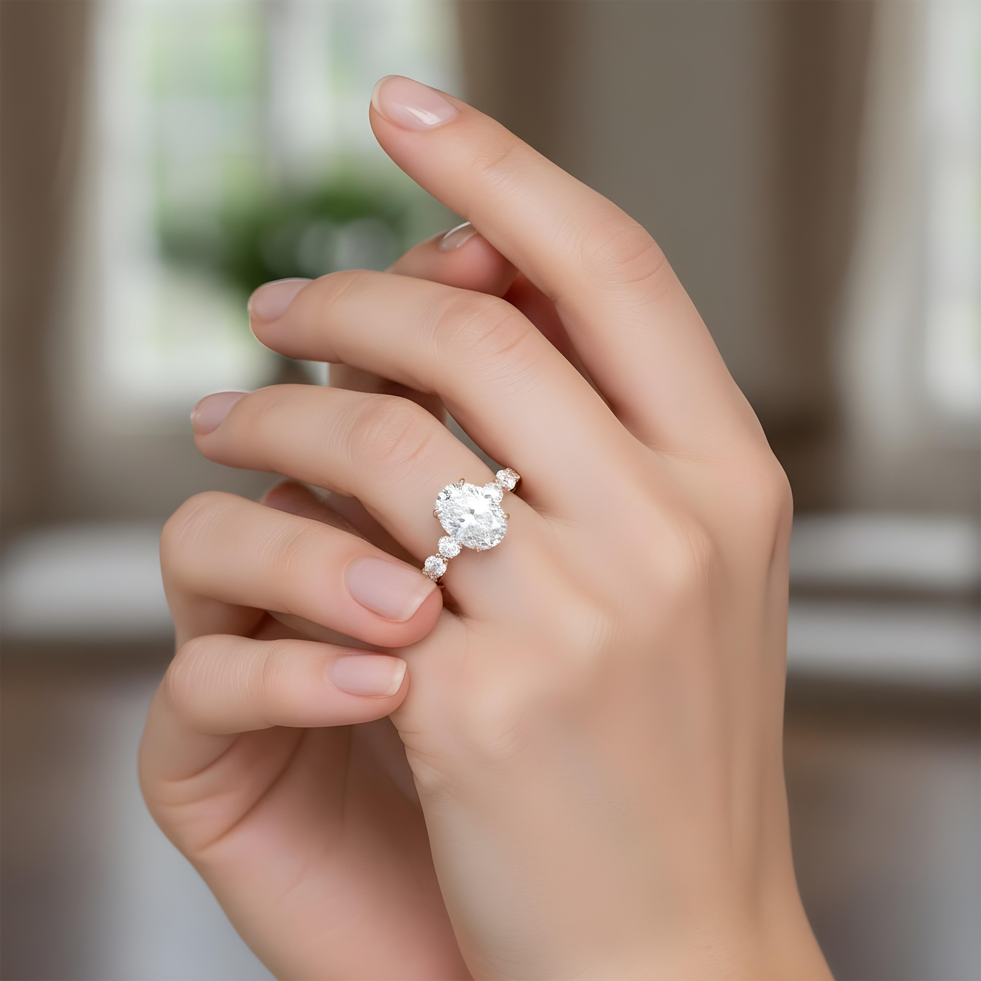 GIA 18K White Gold 6ct Oval Cut Diamond Engagement Ring 9.61ctw