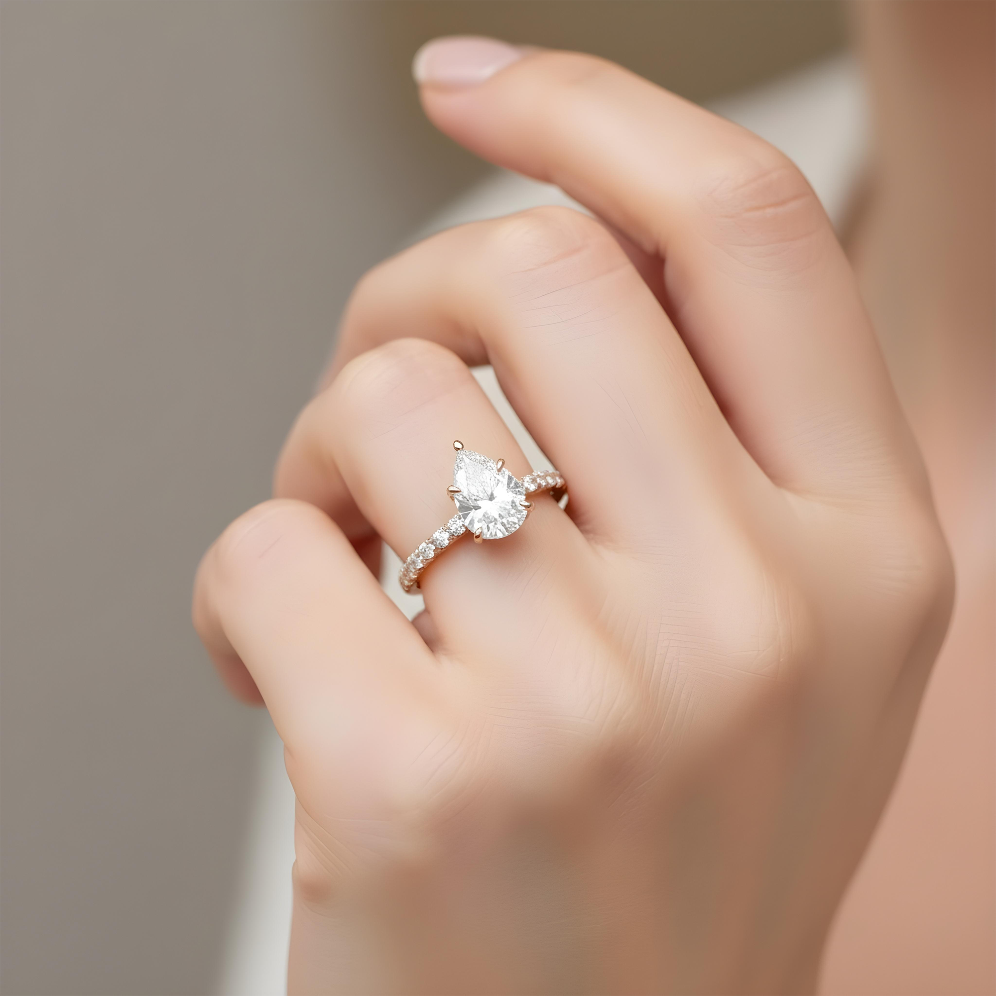GIA Platinum 3.37ct Pear Cut Diamond Engagement Ring 4.17ctw