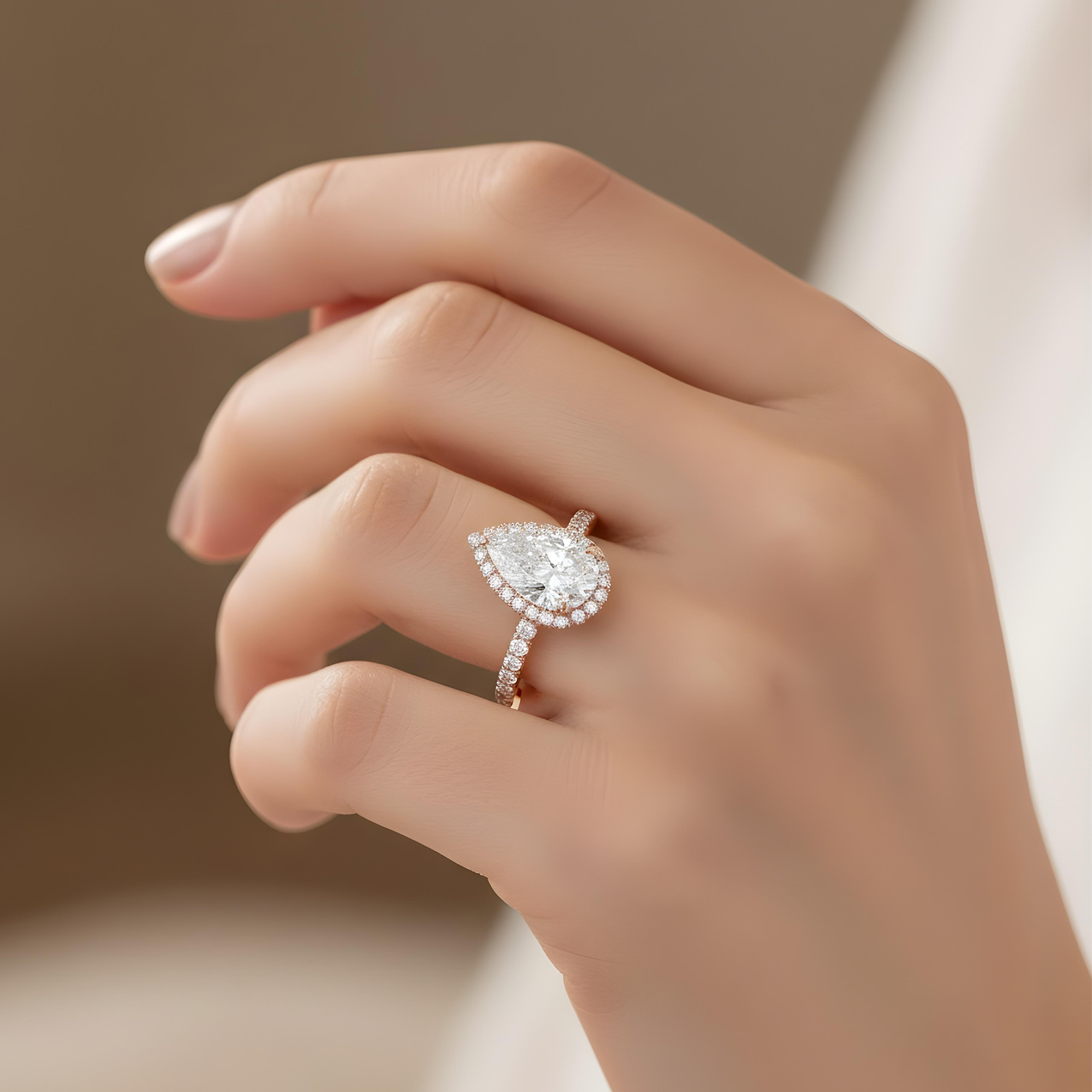 GIA Platinum 4.0ct Pear Cut Diamond Engagement Ring 4.95ctw