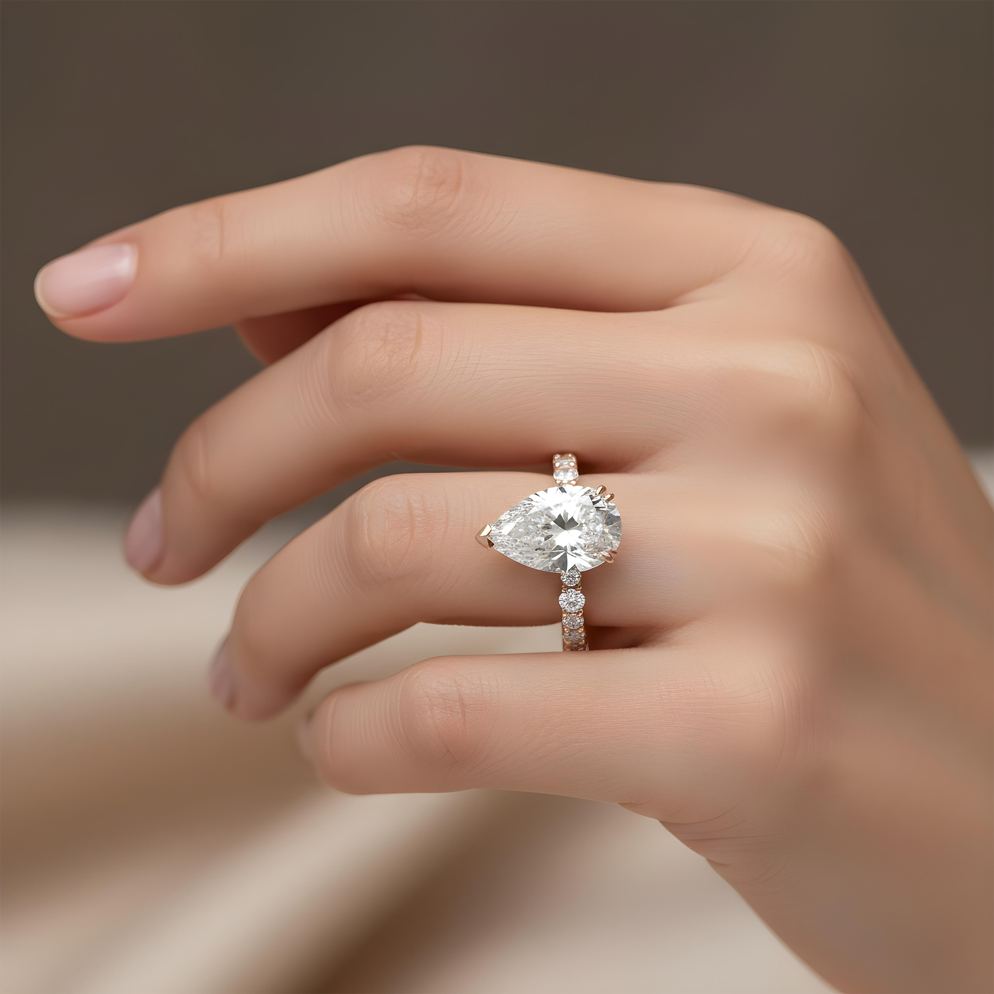 GIA 18K White Gold Pear Cut Diamond Engagement Ring 7.08ctw