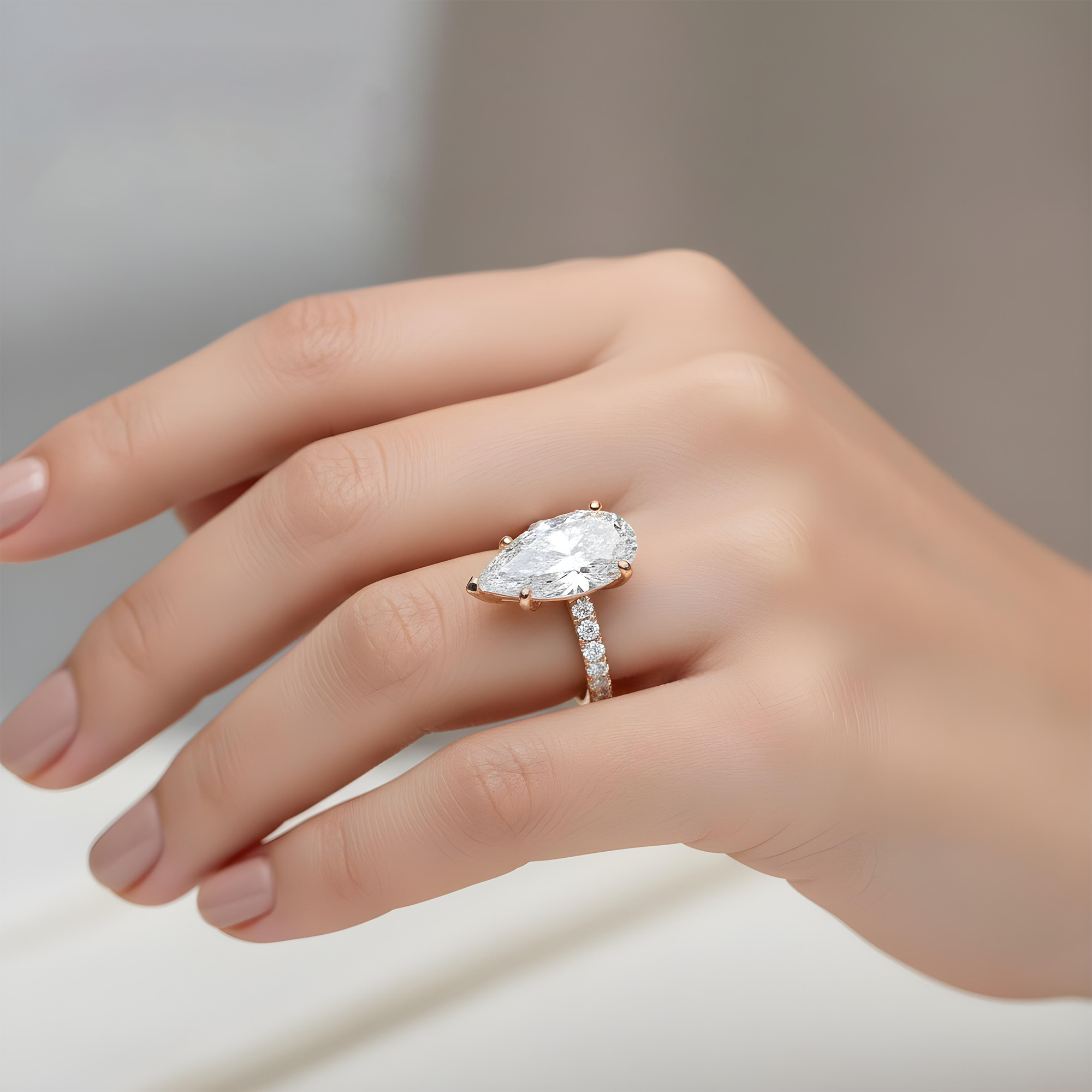 GIA 18K White Gold 11.72ct Pear Cut Diamond Engagement Ring 14.05ctw