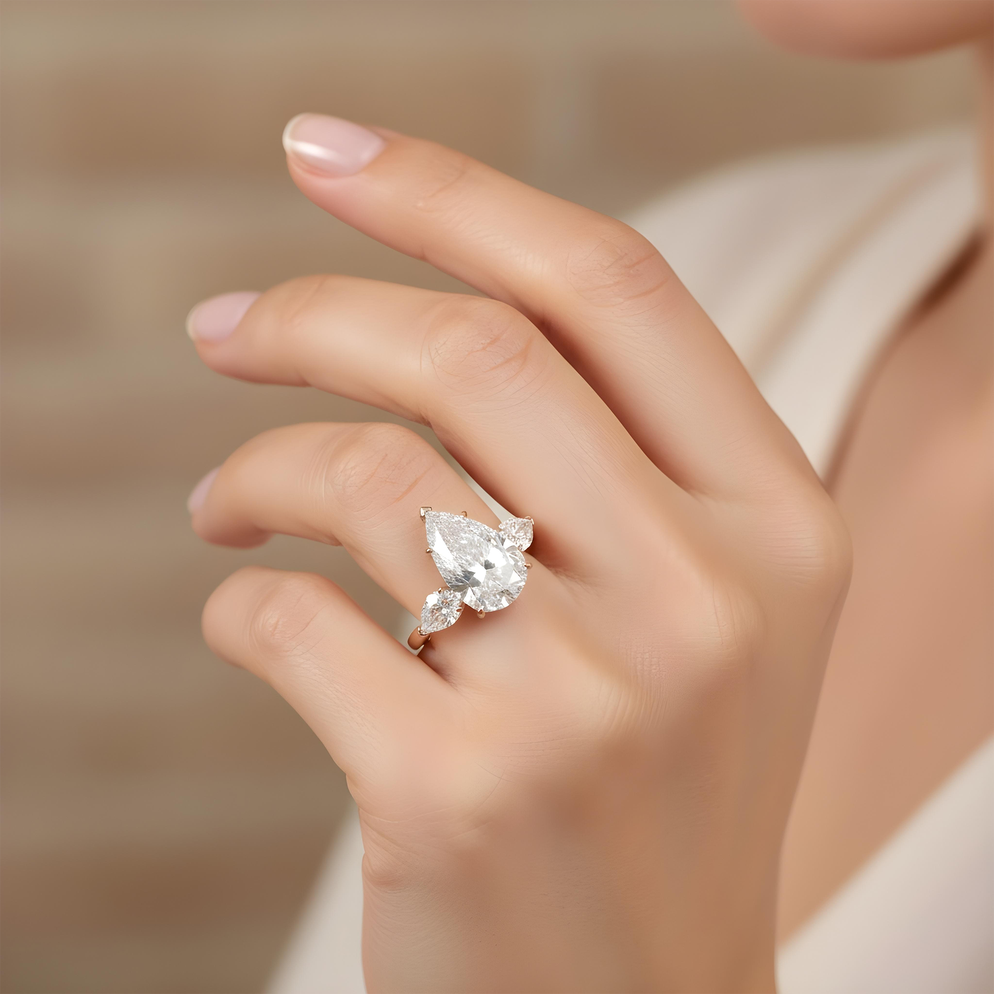 GIA Platinum 13.57ct Triple Pear Cut Diamond Engagement Ring 15.61ctw