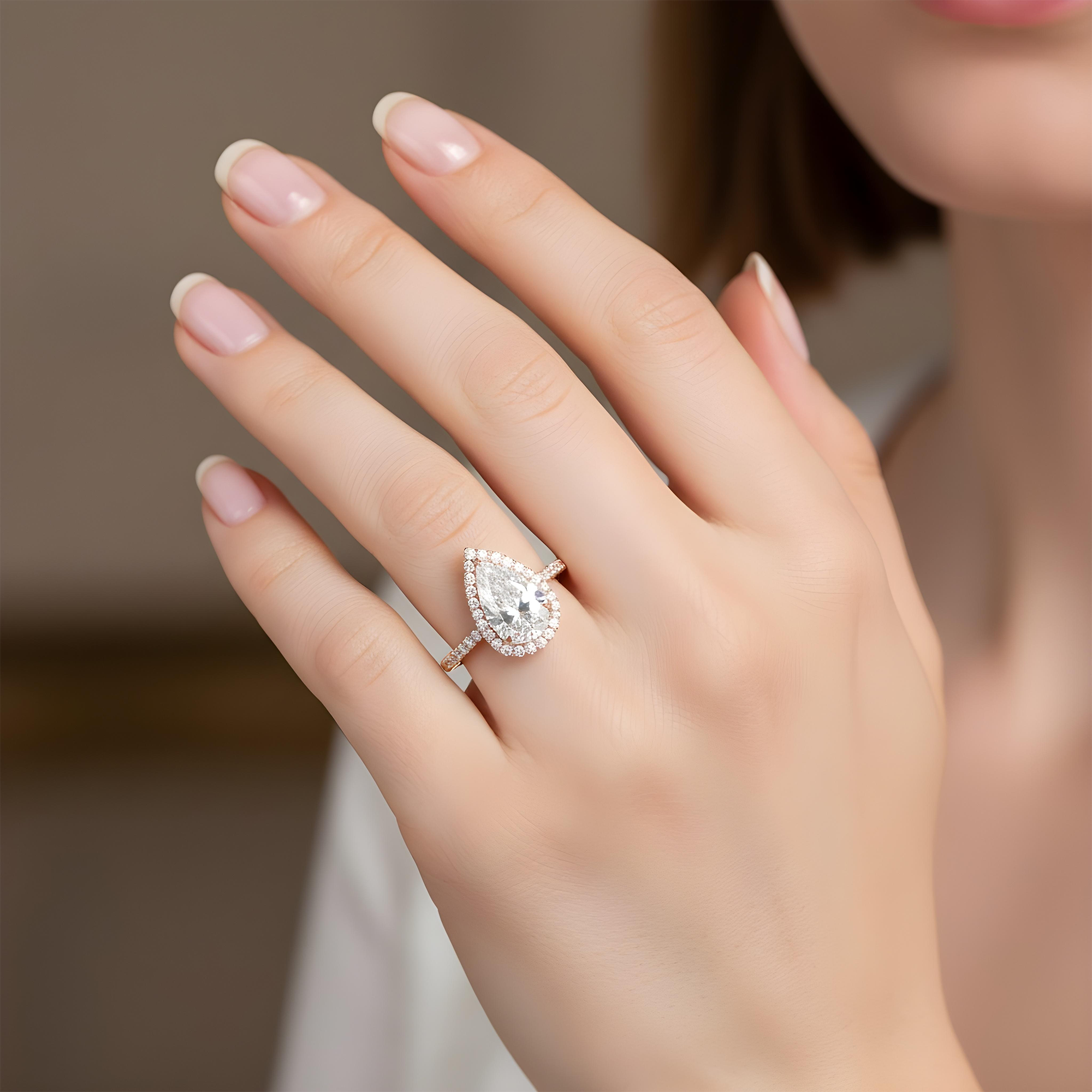 GIA Platinum 5ct Pear Cut Diamond Engagement Ring 6ctw