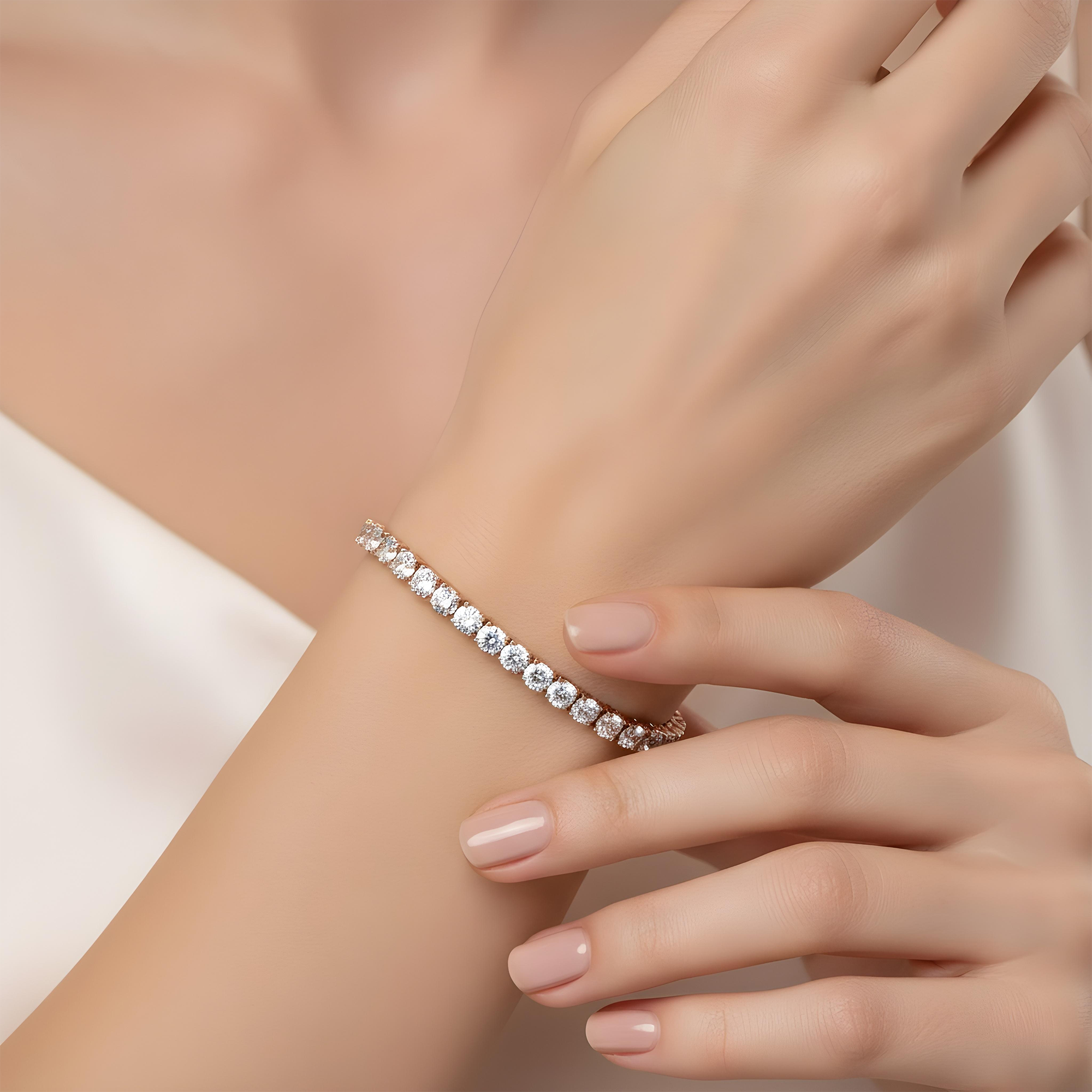 14K White Gold Round Diamond Tennis Bracelet 12.46ct