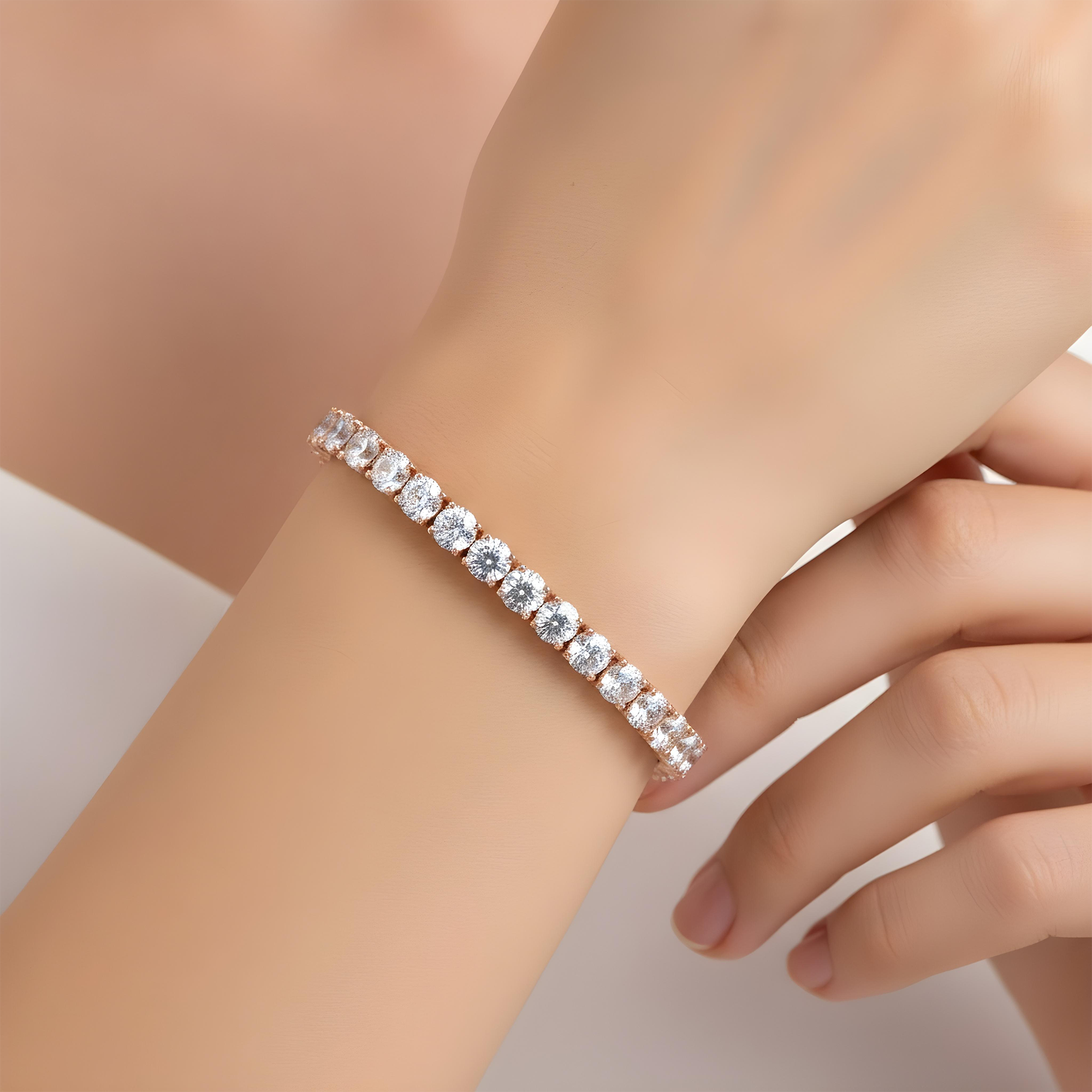 14K White Gold Round Diamond Tennis Bracelet 20.08ct